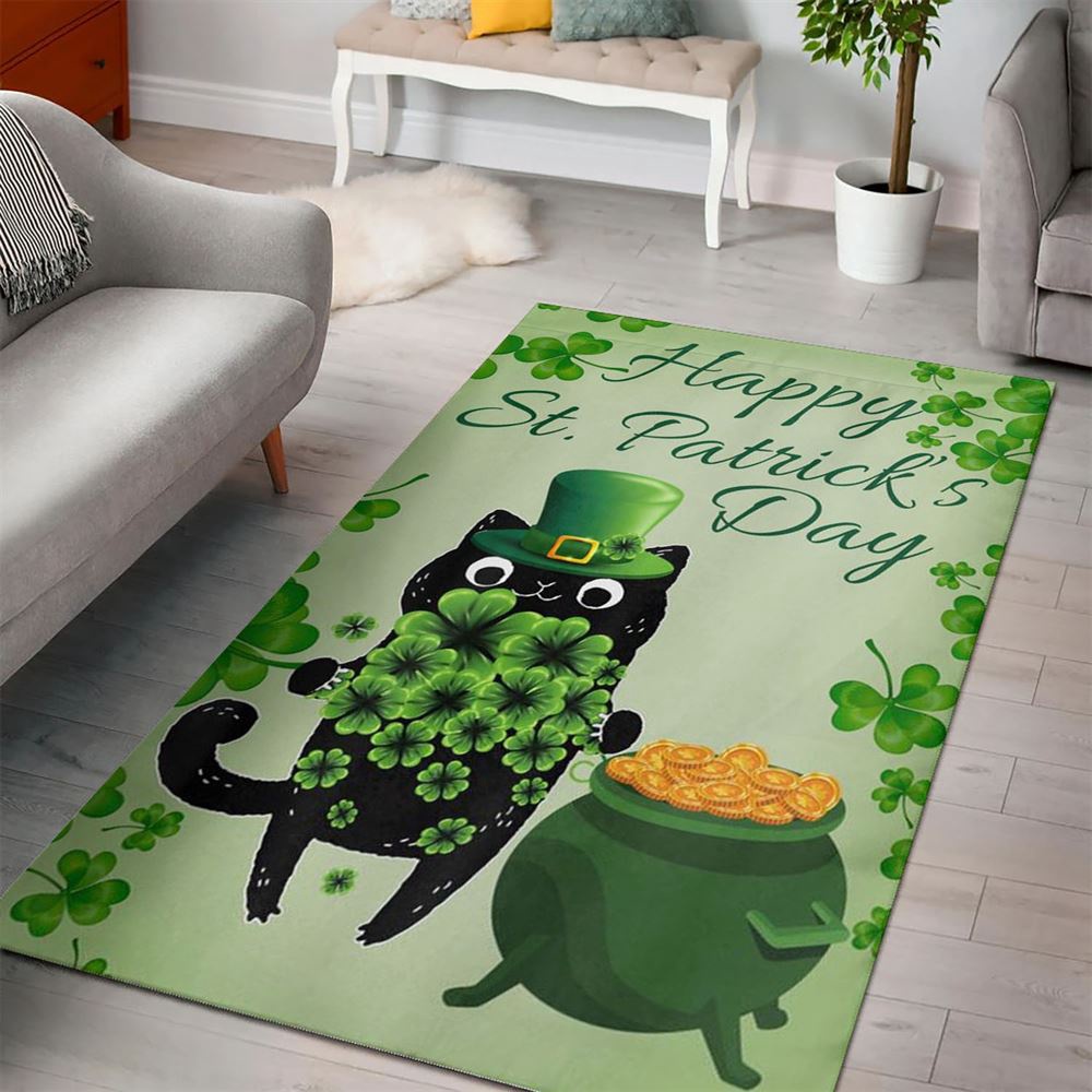 St Patricks Day Rug, St PatrickS Day Cat Rugs, Hold The Clovers