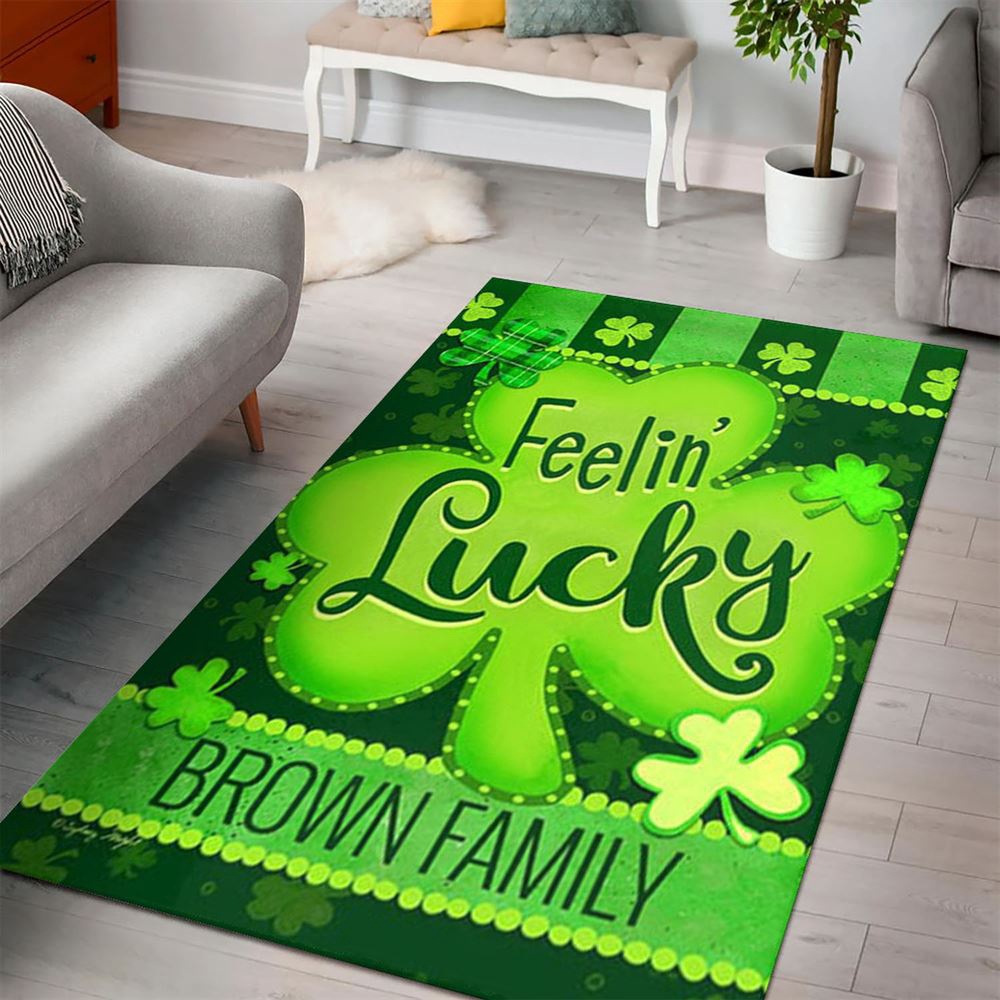 St Patricks Day Rug, St PatrickS Day Feelin Lucky Personalized Rug