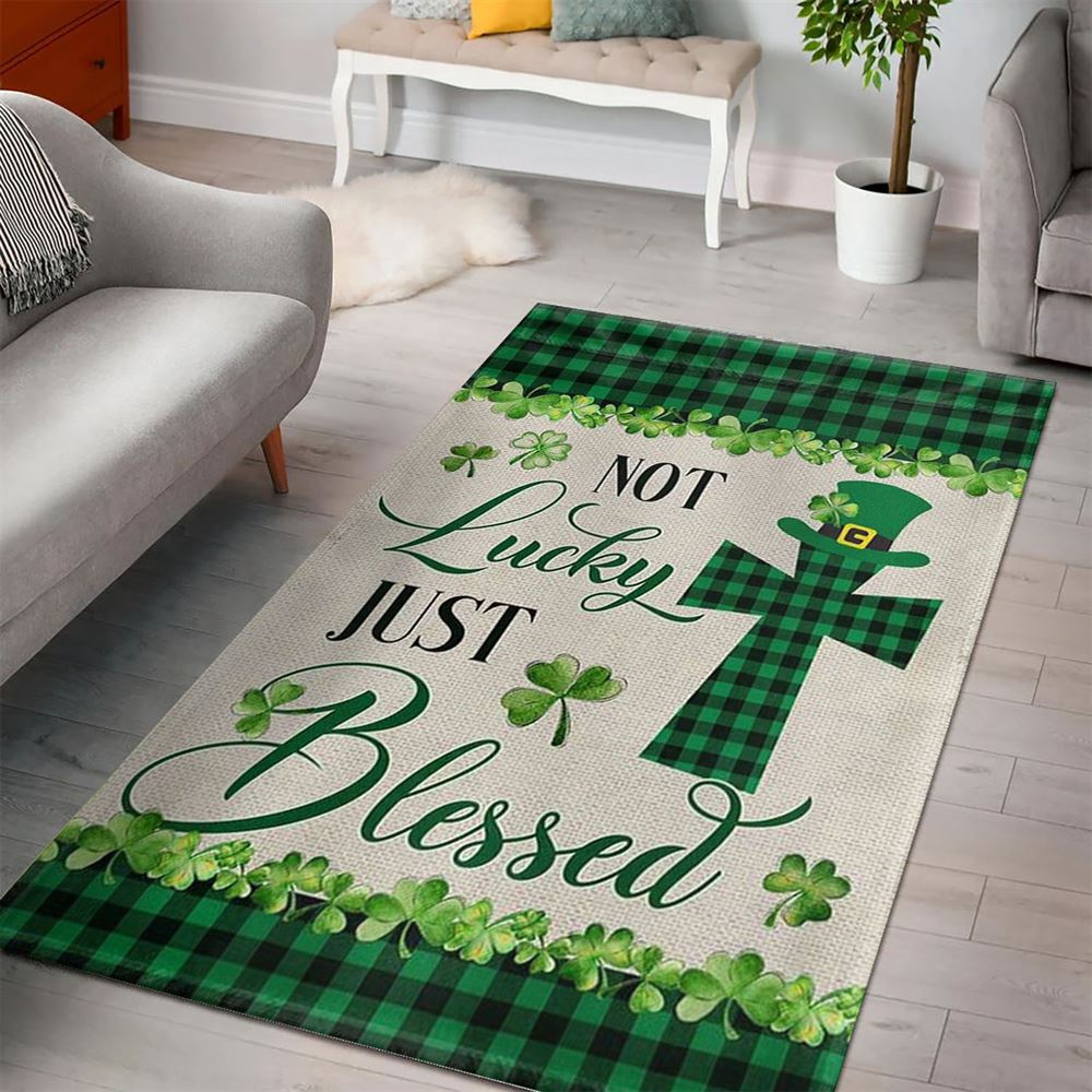 St Patricks Day Rug, St PatrickS Day Irish Shamrock Clover Rug Not Lucky Just Blessedrugs