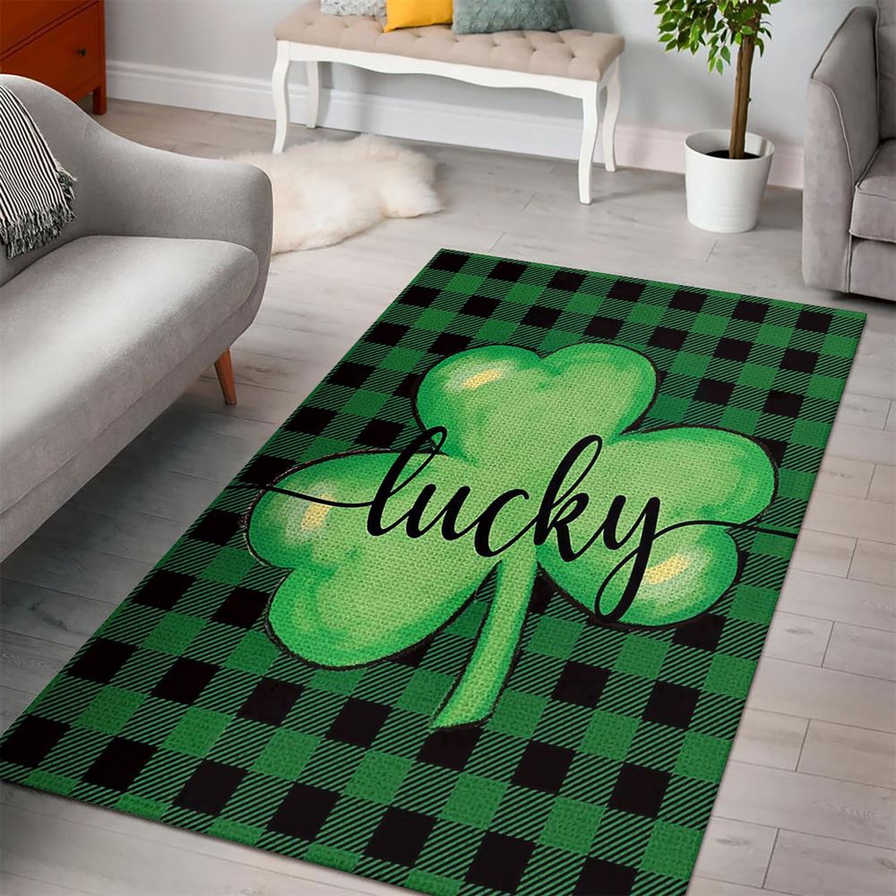 St Patricks Day Rug, St PatrickS Day Lucky Shamrock Clover Rug