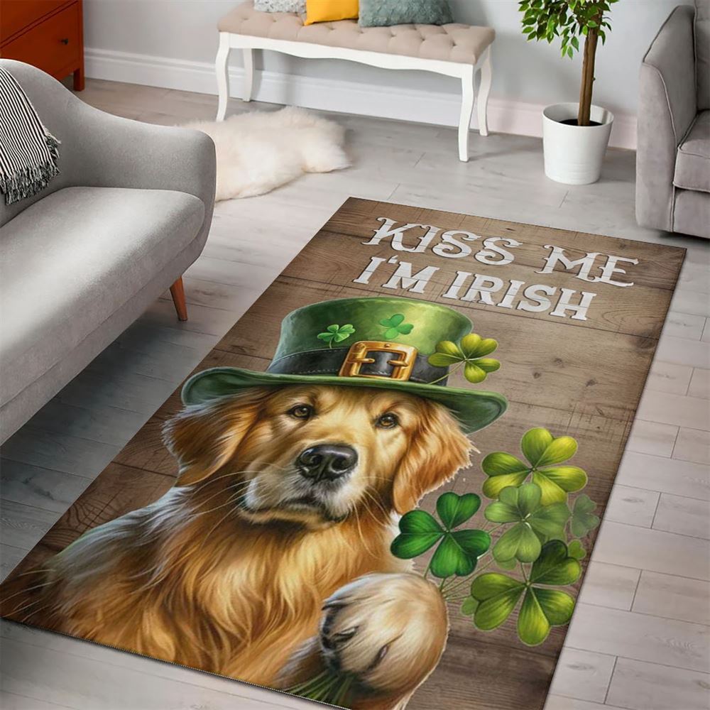 St Patricks Day Rug, St PatrickS Day Golden Retriever Rugs, Kiss Me IM Irish