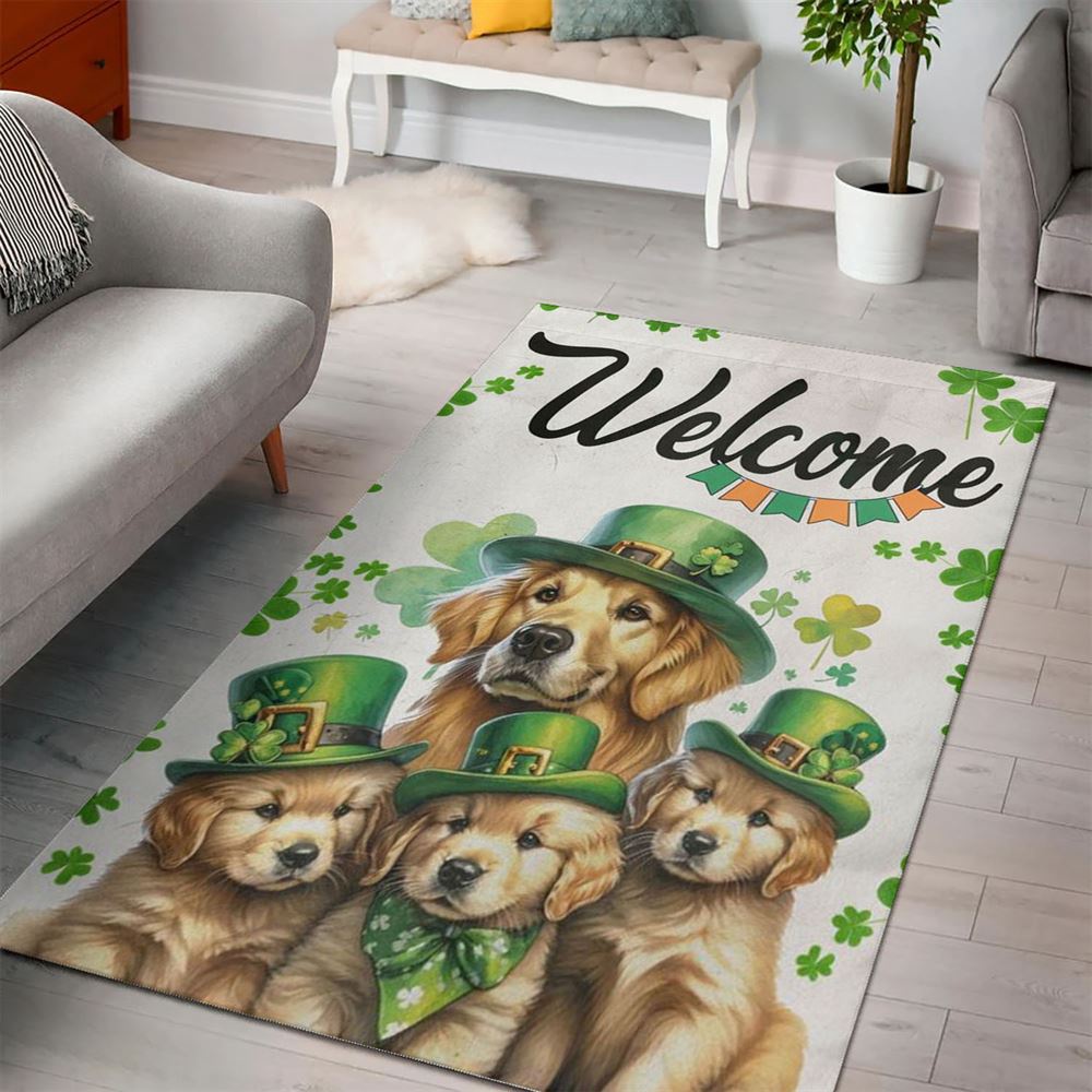 St Patricks Day Rug, St PatrickS Day Golden Retriever Rugs, St PatrickS Day Dog Rug