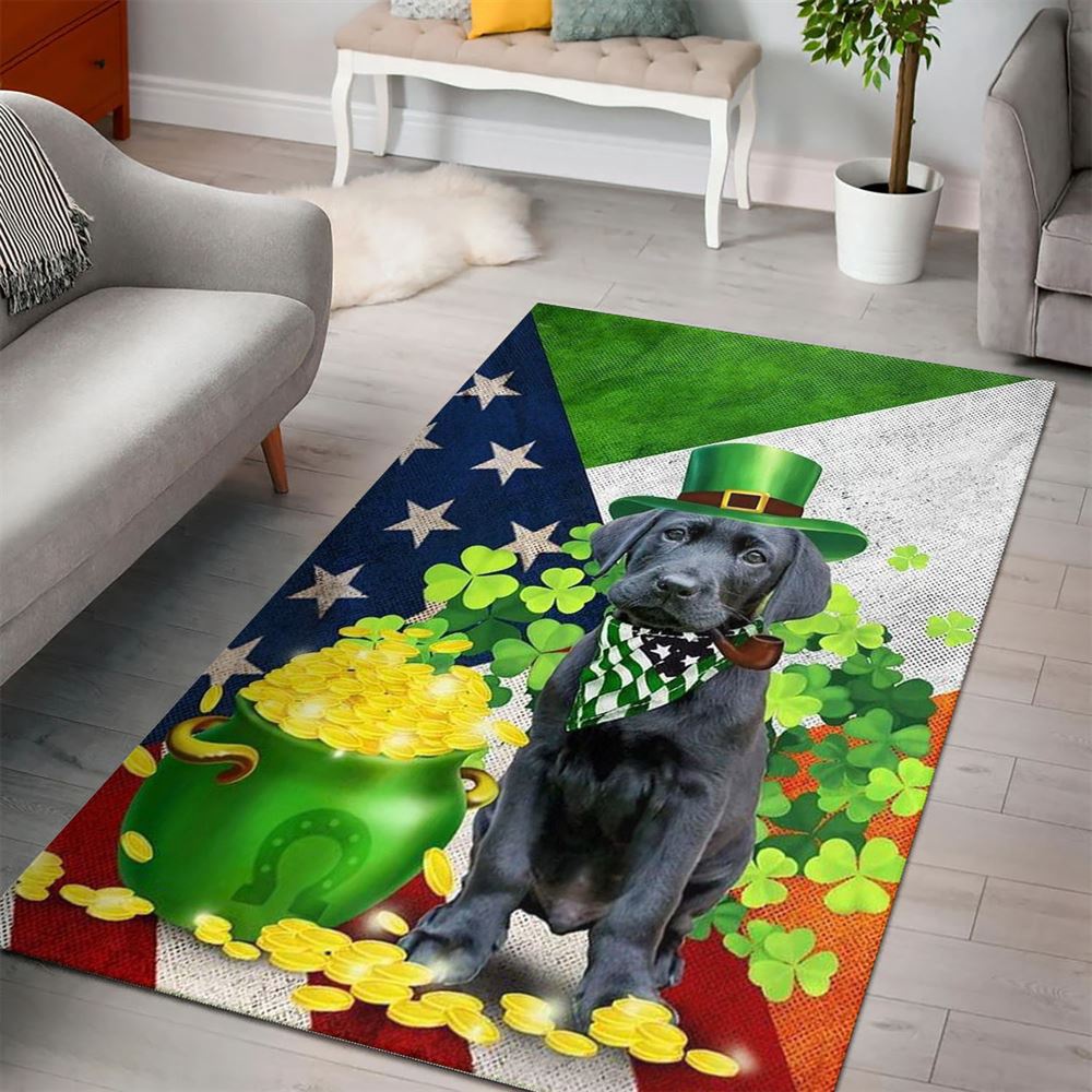 St Patricks Day Rug, St PatrickS Day Black Labrador Rug