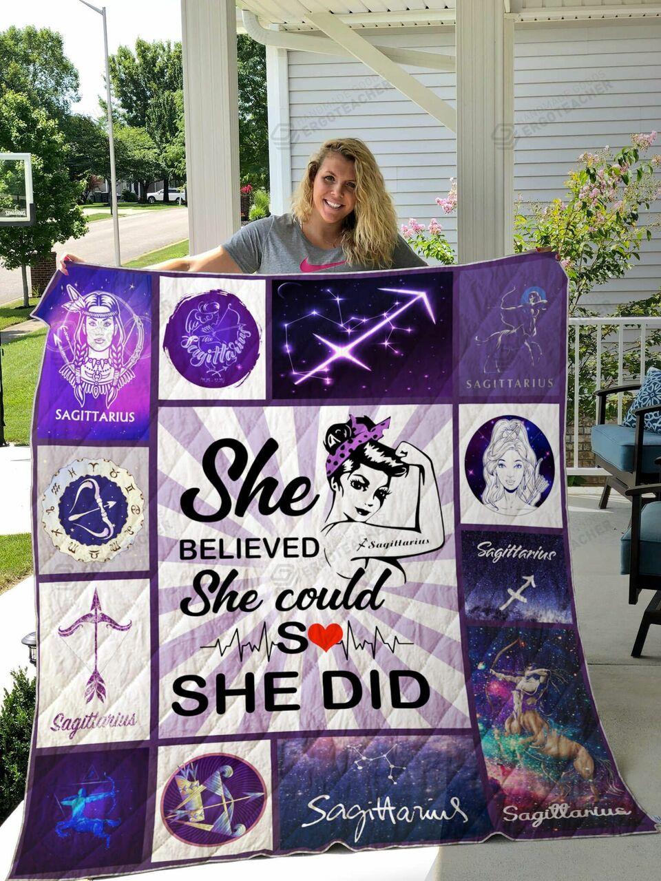 Sagitta Hcohe Believhe Couo She Did Quilt Blanket Greattomized Blanket G For Birthday C Thgiving