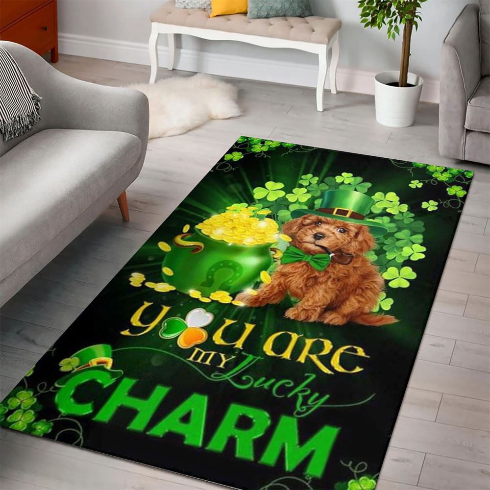 St Patricks Day Rug, Poodle You Are My Lucky Charm Irish Saint PatrickS Day Garden, Rug
