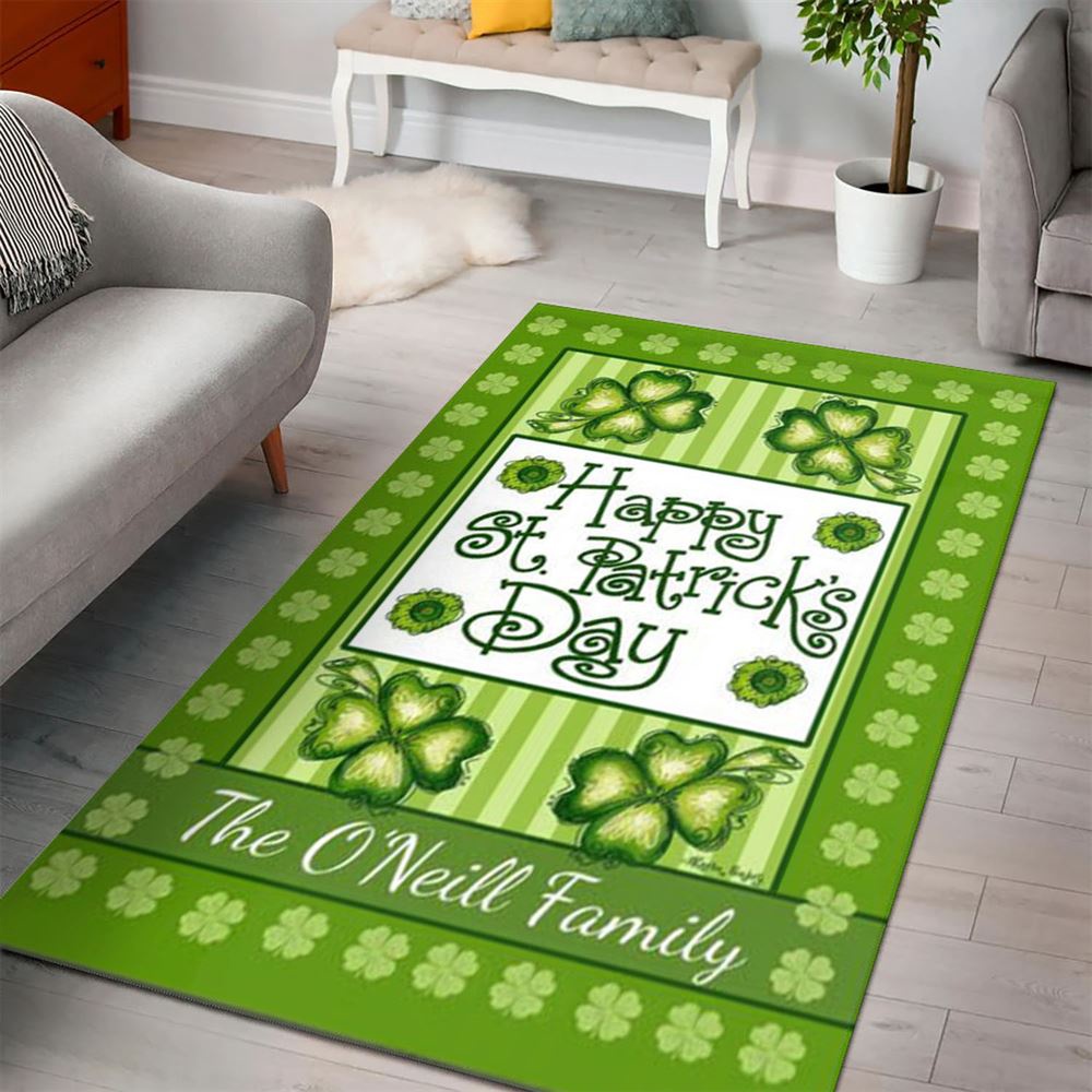 St Patricks Day Rug, Personalized Happy St PatrickS Day Rug