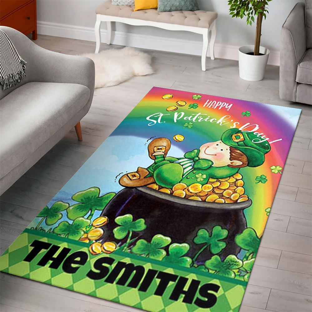 St Patricks Day Rug, Personalized St PatrickS Day Pot Of Gold Rug