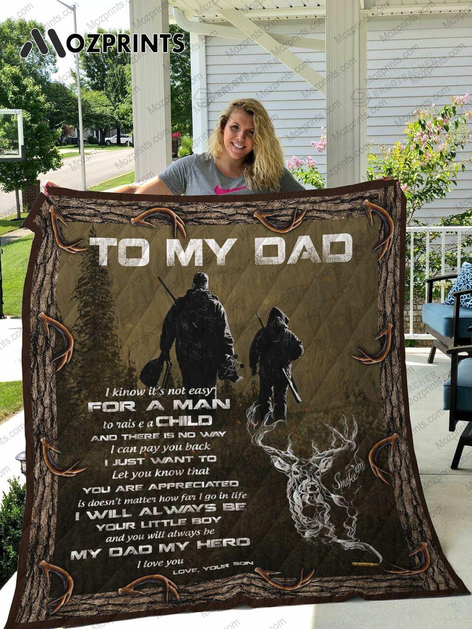 onalized Hunting To My Dad Fron Noty For A Man To e A Child Quilt Blanket Greattomized G For Birthday C Thgiving Fat Day Perfect G For Hunting Lover