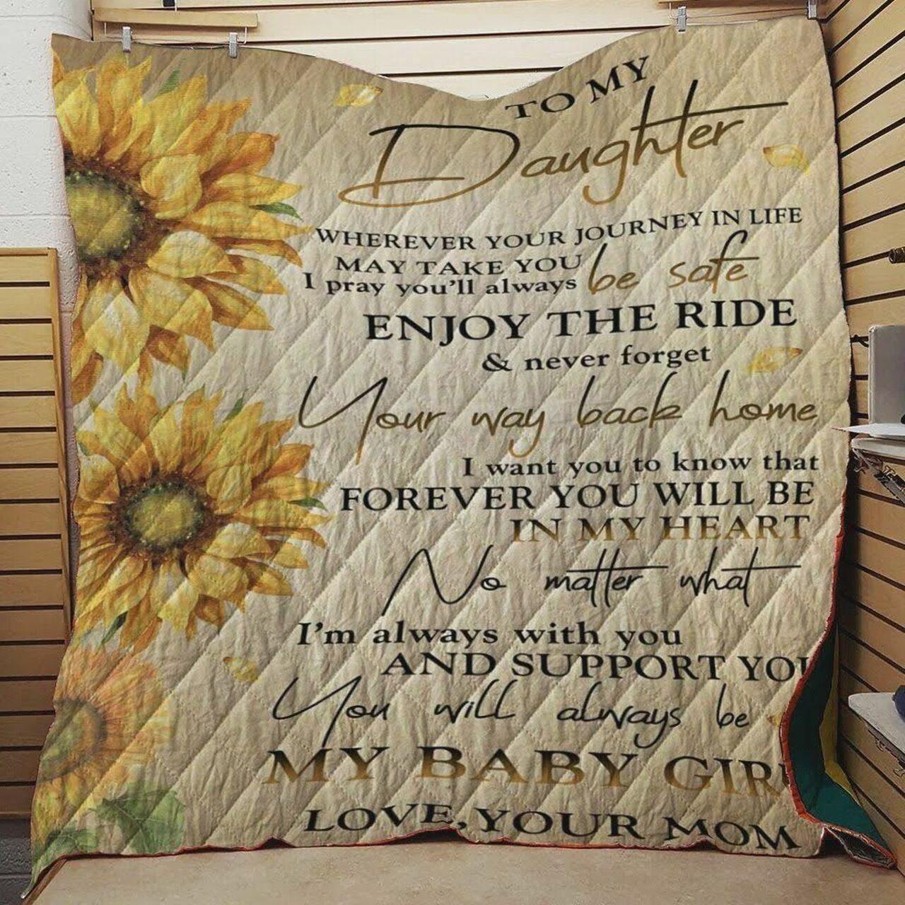 onalizunflower Family To My Daughter Quilt Blanket From Mom Pray For You Will Al afe Enjoy The Ride Greattomized Blanket G For Birthday C Thgiving