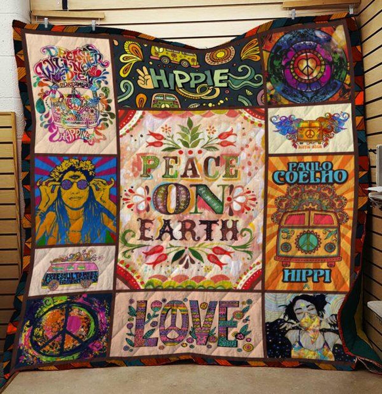 Hippie On Earth Quilt Blanket Quilt