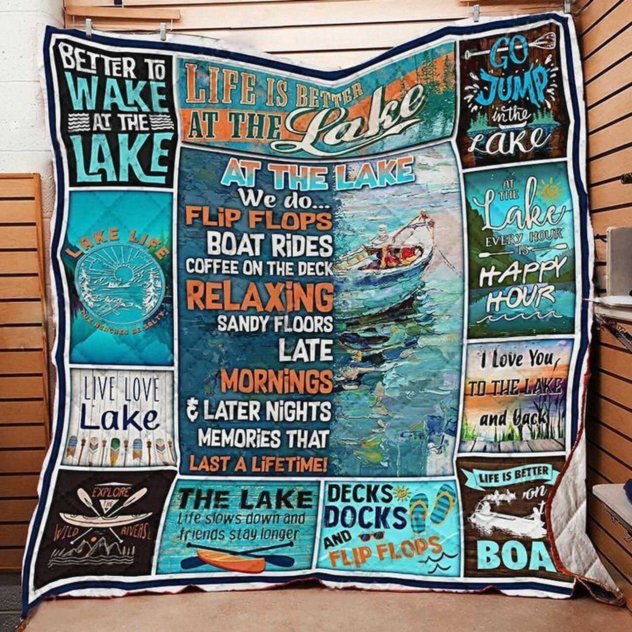 The Lake Li Down And Fri Stay Longer Quilt Blanket Greattomized Blanket G For Birthday C Thgiving