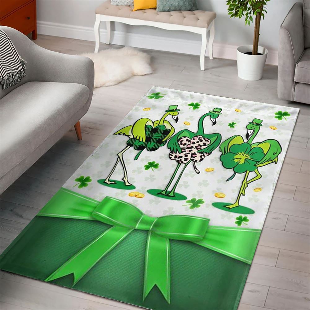 St Patricks Day Rug, Irish PatrickS Day Rug Funny Flamingo