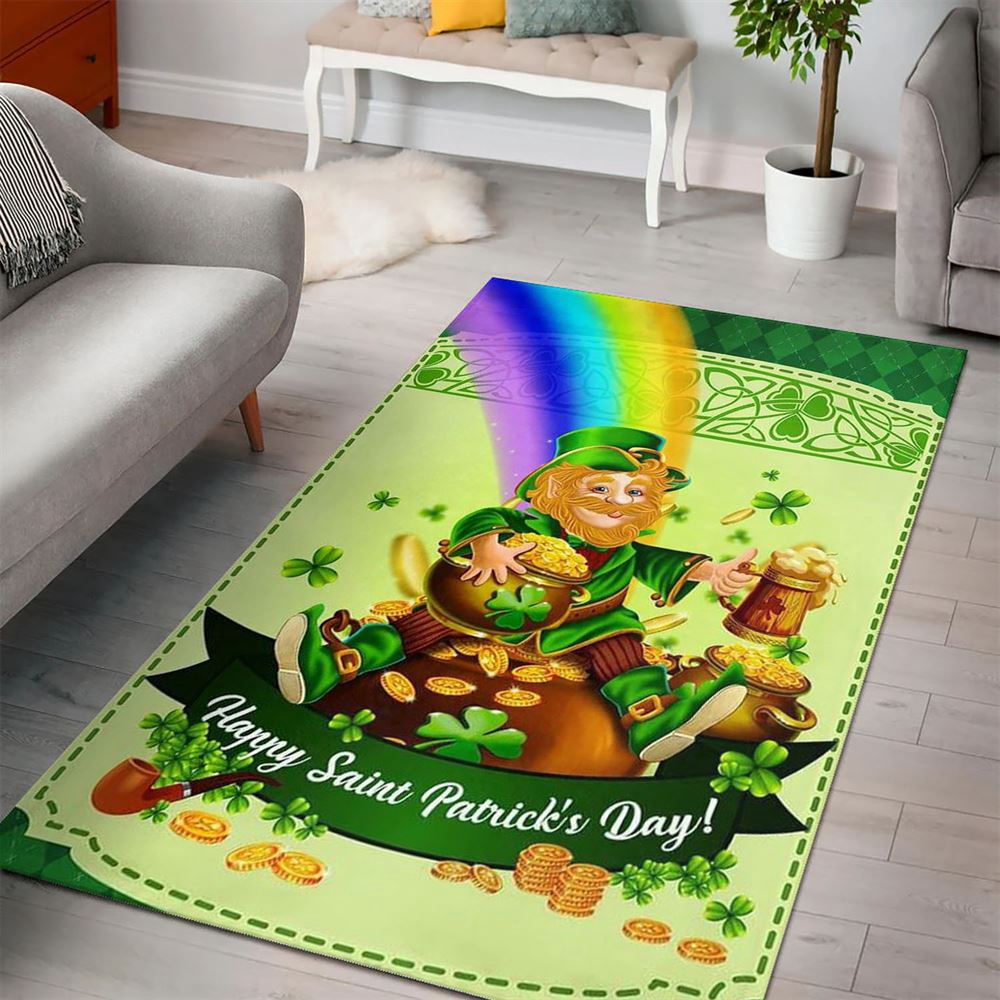 St Patricks Day Rug, Happy St PatrickS Day Leprechaun Rug