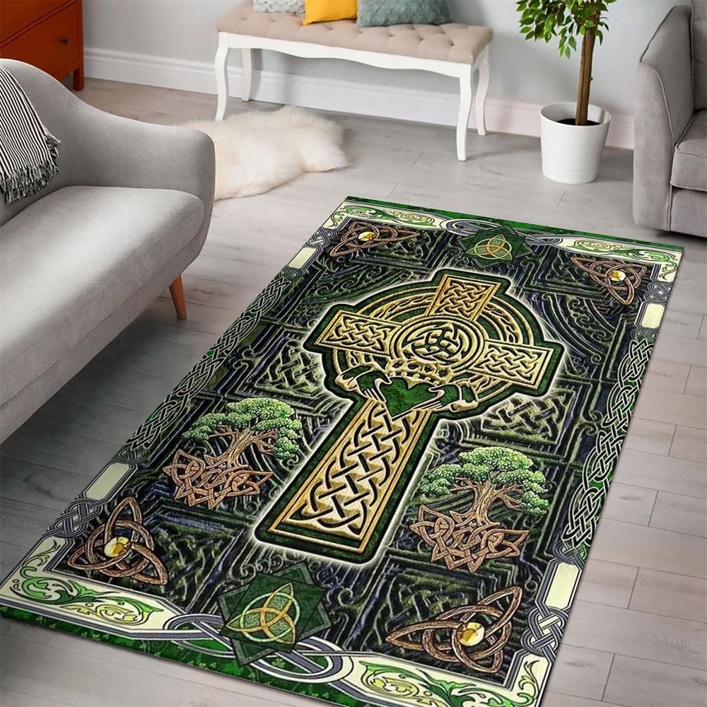 St Patricks Day Rug, Irish Celtic Cross Happy Saint PatrickS Day Rug
