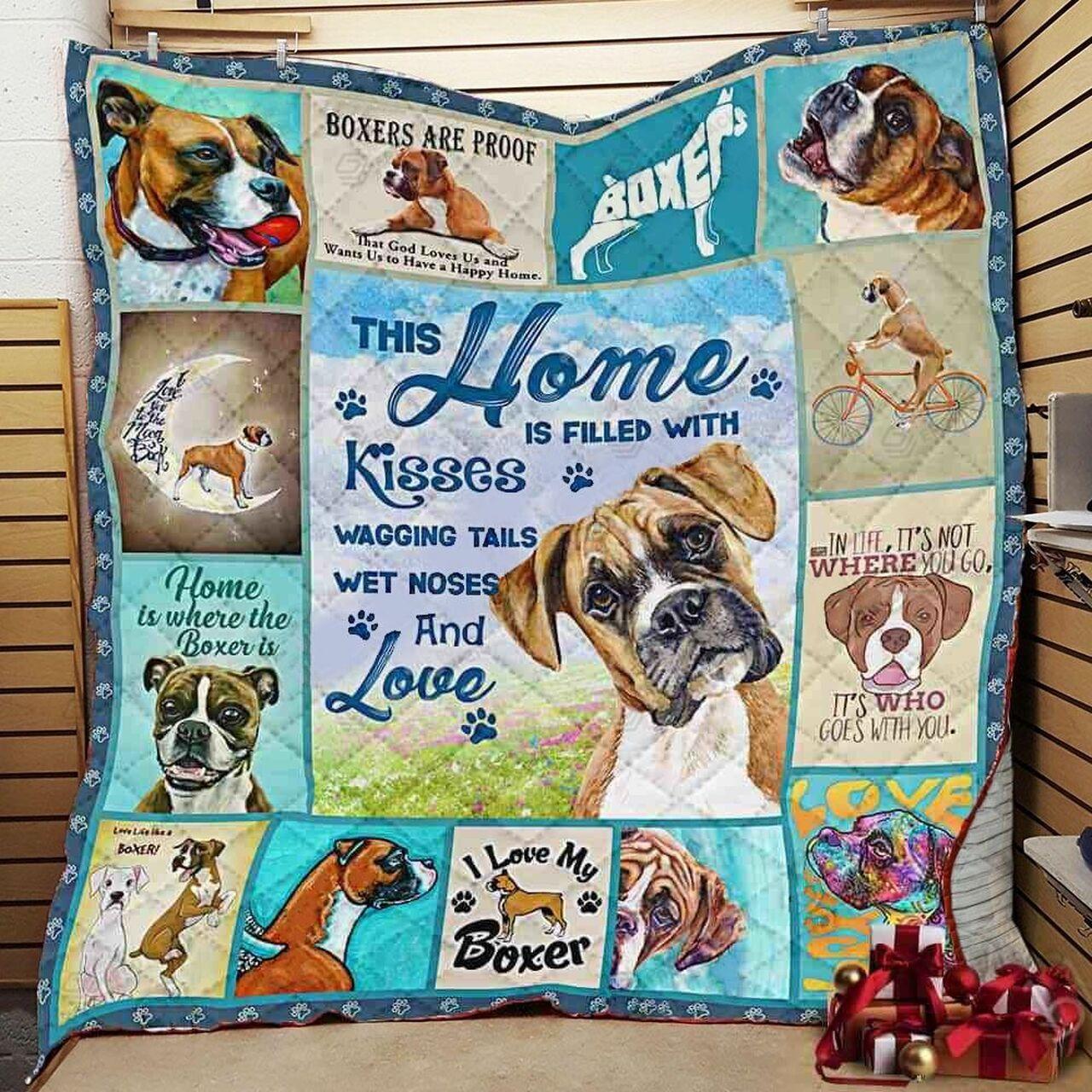 Boxer Hom Filled Withses Wagging T Wetes And Love Quilt Blanket Greattomized Blanket G For Birthday C Thgiving