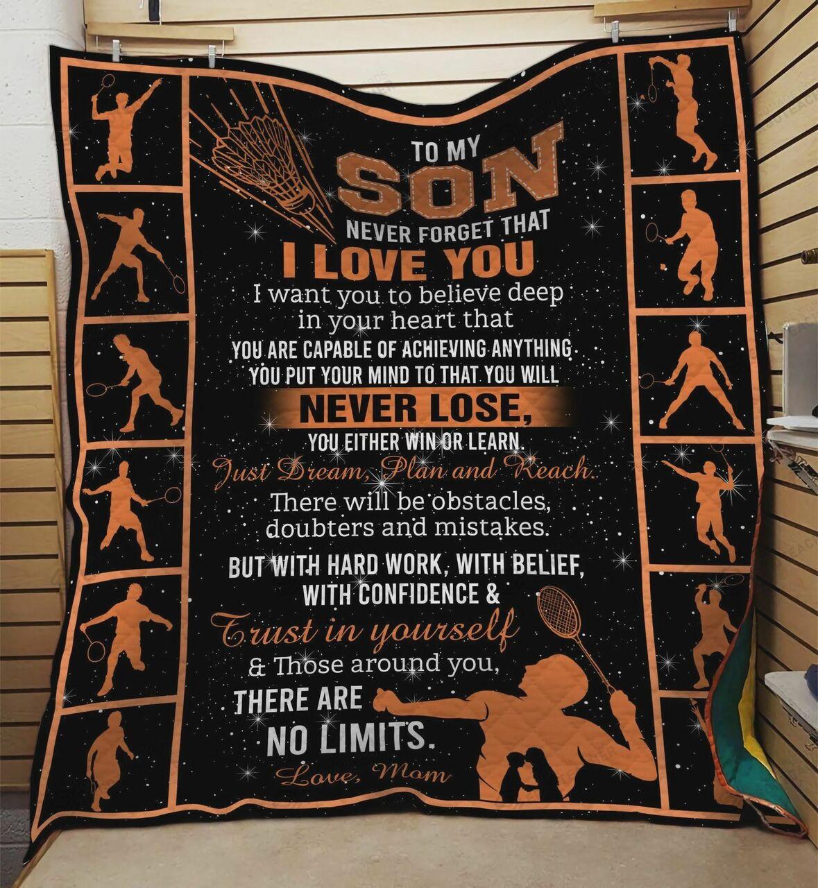 onalized Badminton To on Quilt Blanket From Mom Hard Work With Belief With Confidence And t In Yelf Greattomized Blanket G For Birthday C Thgiving