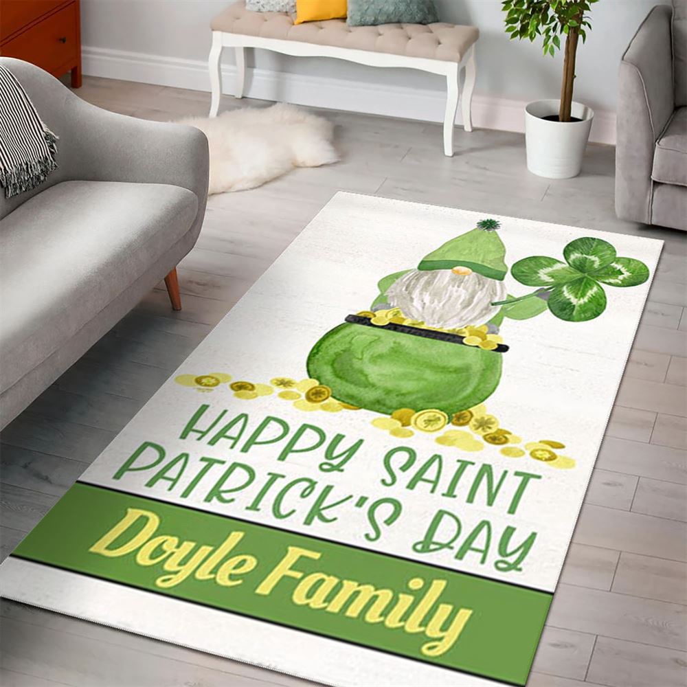 St Patricks Day Rug, Happy St PatrickS Day Gnome Personalized Rug