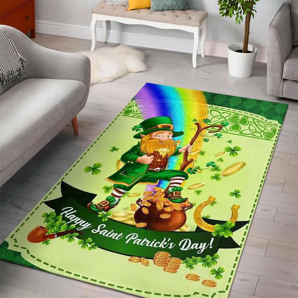 St Patricks Day Rug, Happy Saint Patricks Day Leprechaun Rug