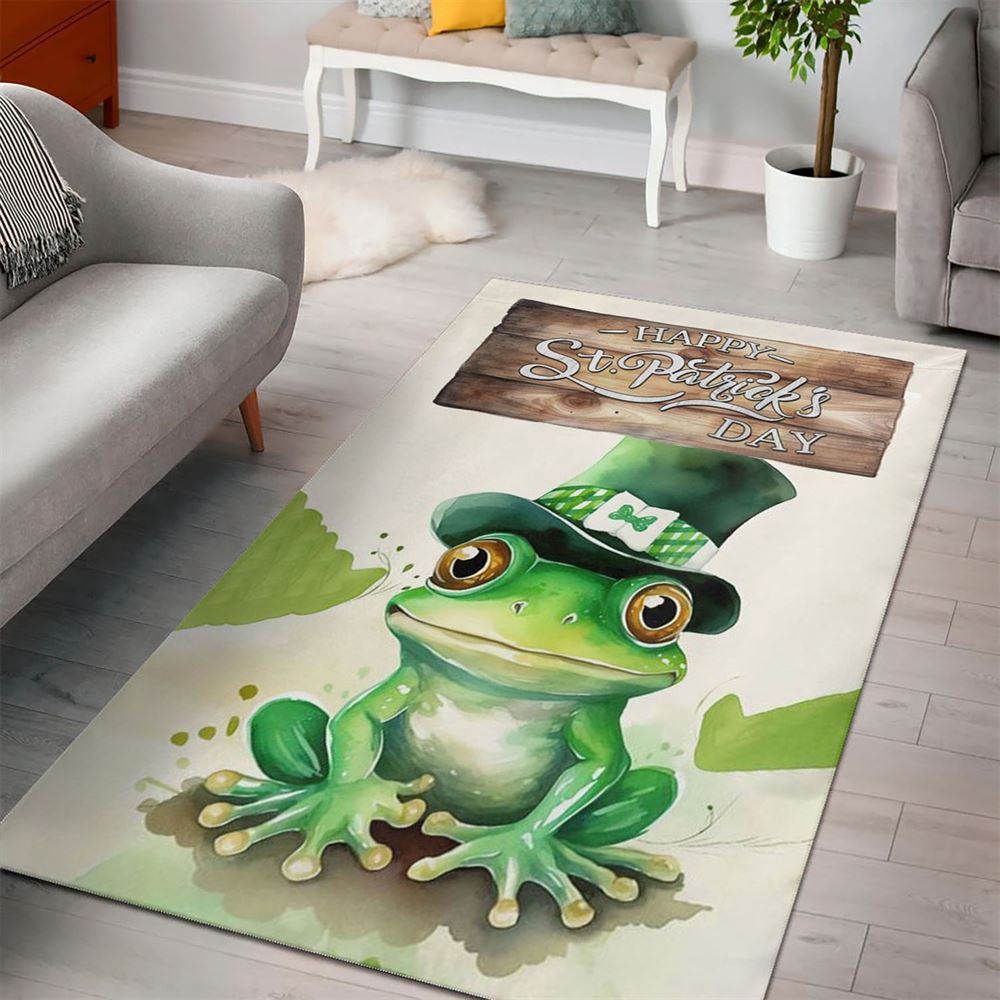 St Patricks Day Rug, Happy PatrickS Day Rugs, Gift For Frog Lovers
