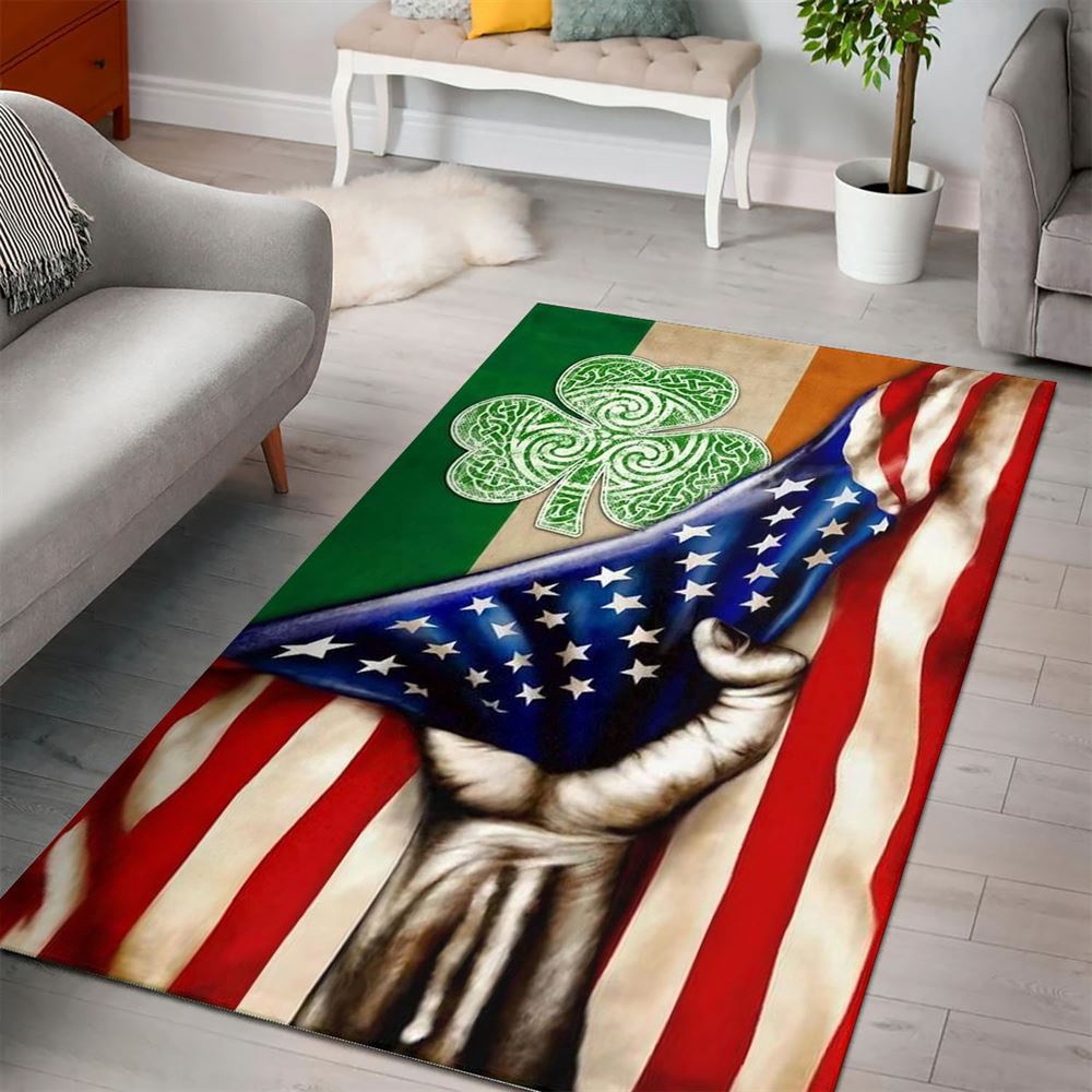 St Patricks Day Rug, Happy Saint PatrickS Day Shamrock Irish American Rug