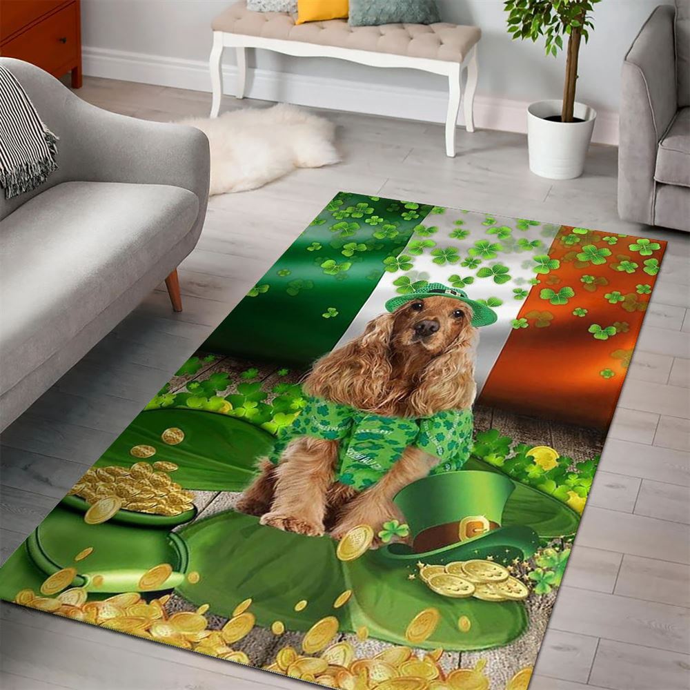 St Patricks Day Rug, Golden English Cocker Spaniel Rug