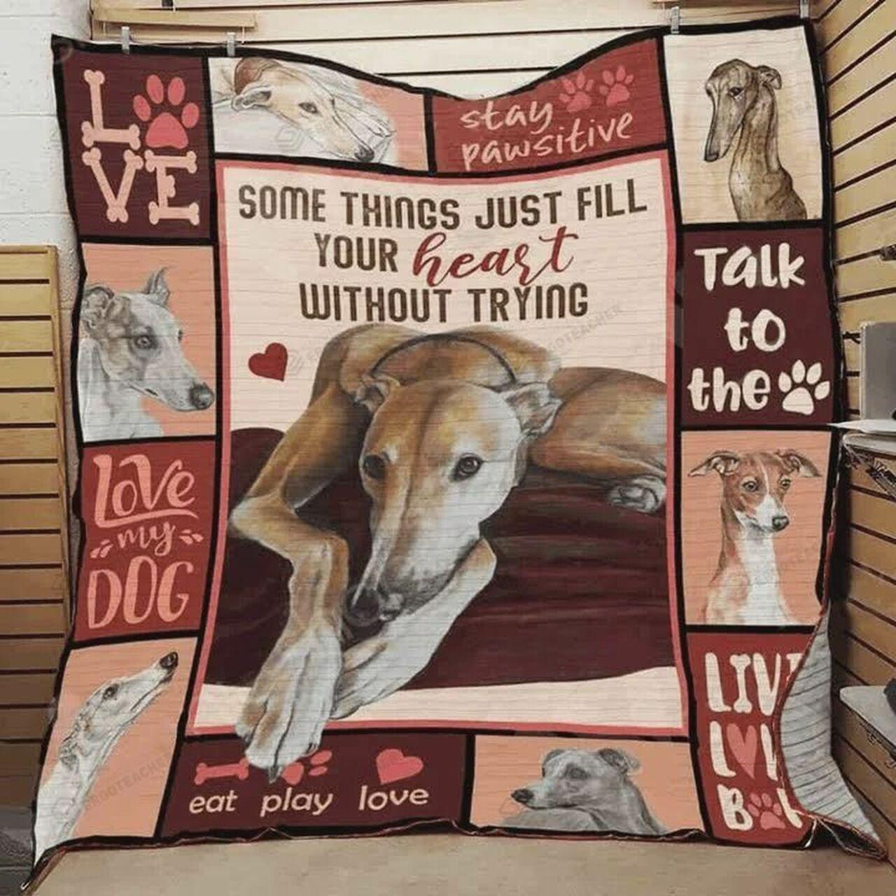Greyhound Talk To The Paw Quilt Blanket Greattomized Blanket G For Birthday C Thgiving
