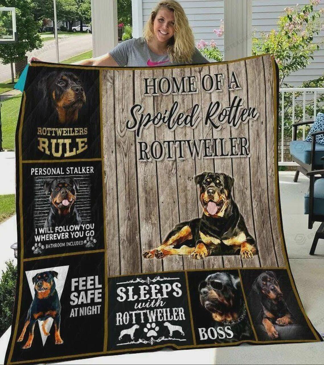 Rottweiler Feafe At Night Quilt Blanket Greattomized Blanket G For Birthday C Thgiving Perfect G For Rottweiler Lo And Ow