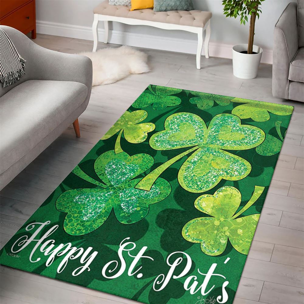 St Patricks Day Rug, Falling Shamrocks Dura Soft Rug