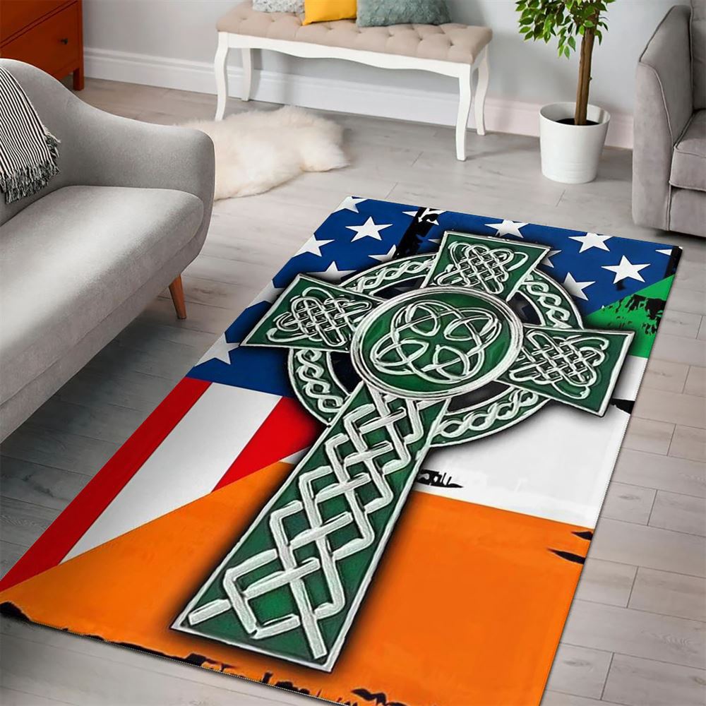 St Patricks Day Rug, Celtic Cross Irish Saint PatrickS Day Rug