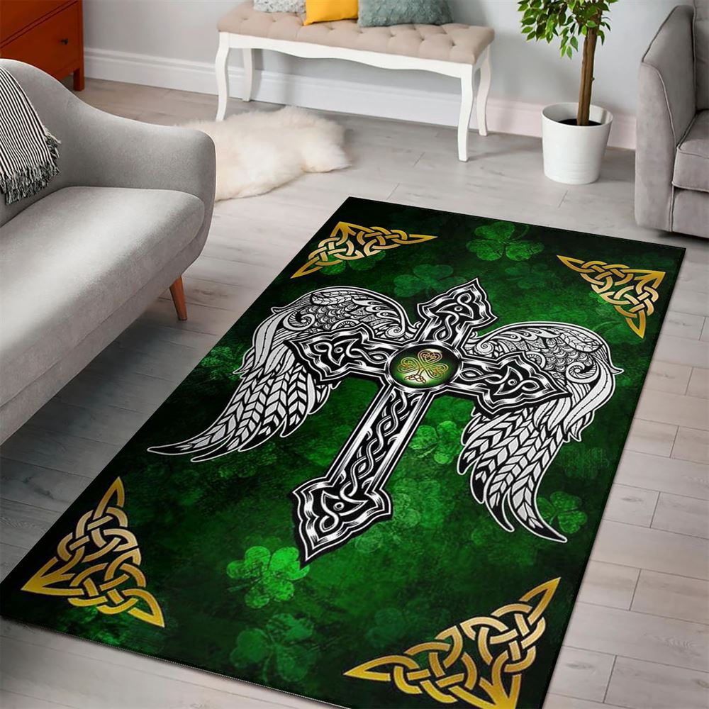St Patricks Day Rug, Christian Celtic Cross Saint PatrickS Day Irish Rug