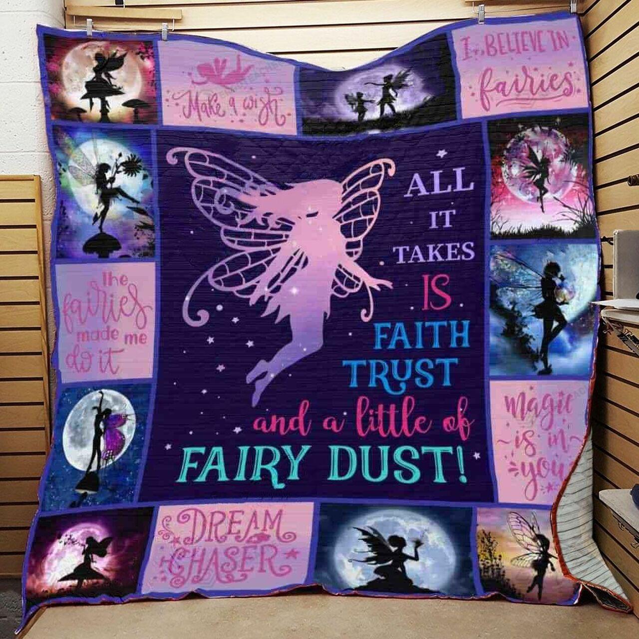 All It T Is Faith t And A Little Of Fairyt Quilt Blanket Greattomized Blanket G For Birthday C Thgiving