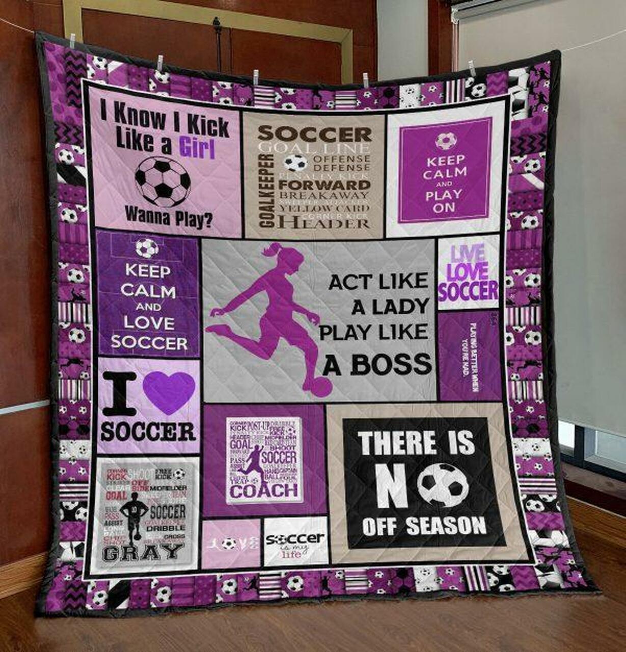 Play Like As Soccer Purple Quilt Blanket Vh09 Quilt