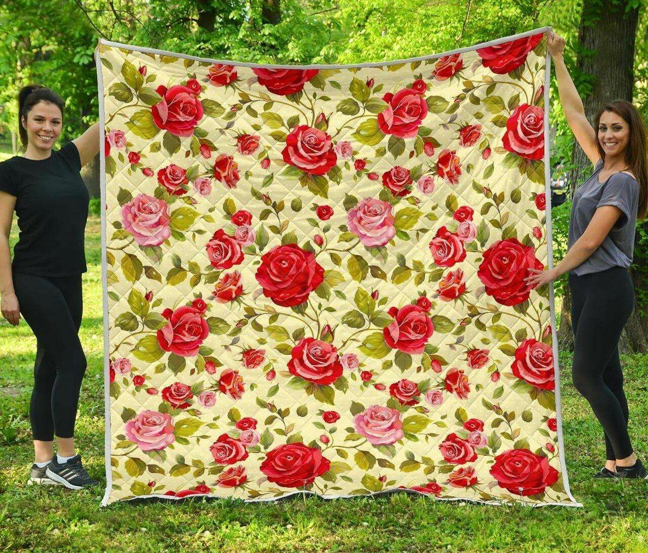 Red Pinke Floral Cl17100525Mdq Quilt Blanket