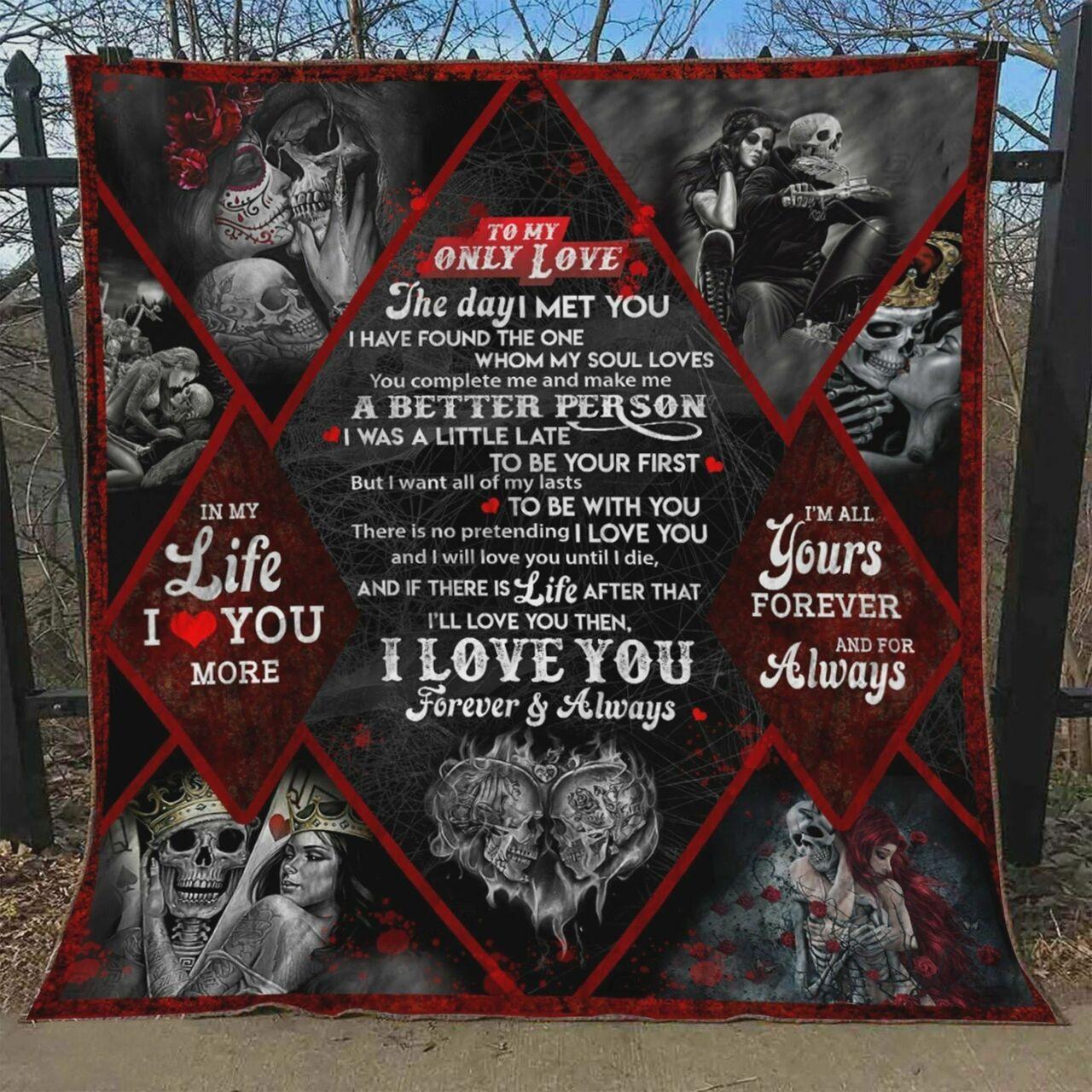 Skull Couple In My Life I Love You More Quilt Blanket Greattomized Blanket G For Birthday C Thgiving