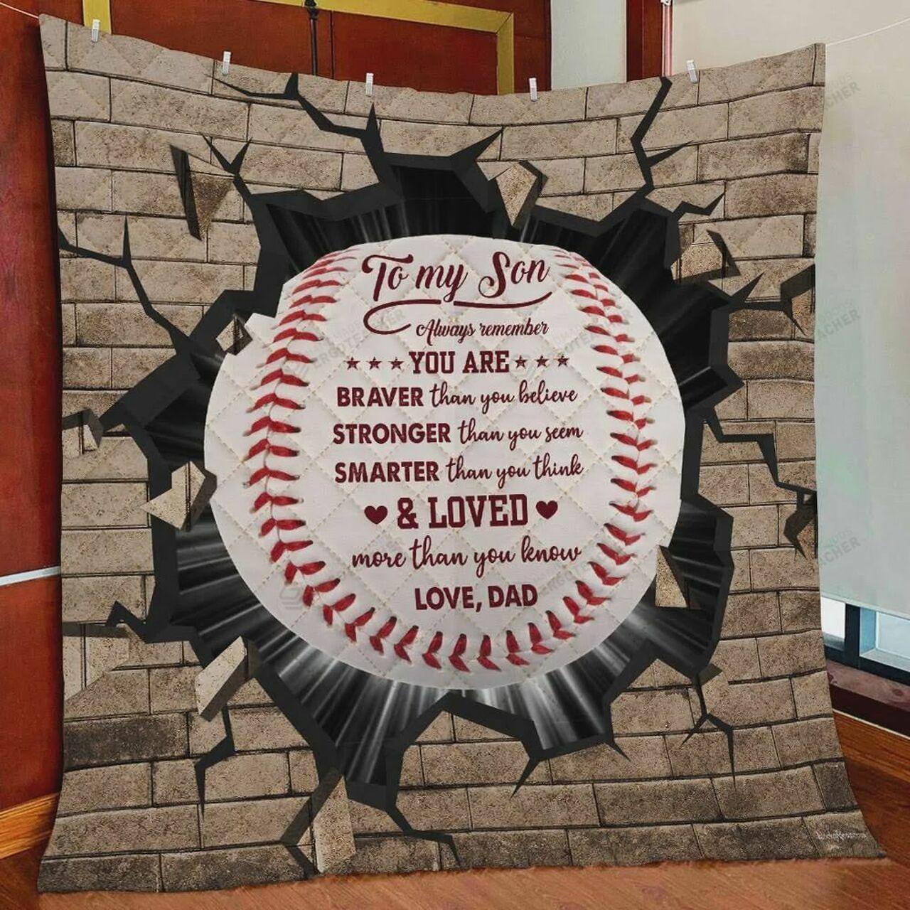 onalizedeball Family To on Quilt Blanket From Dad You Are Braver Than You Believeeball Quilt Blanket Greattomized Blanket G For Birthday C Thgiving Fat Day