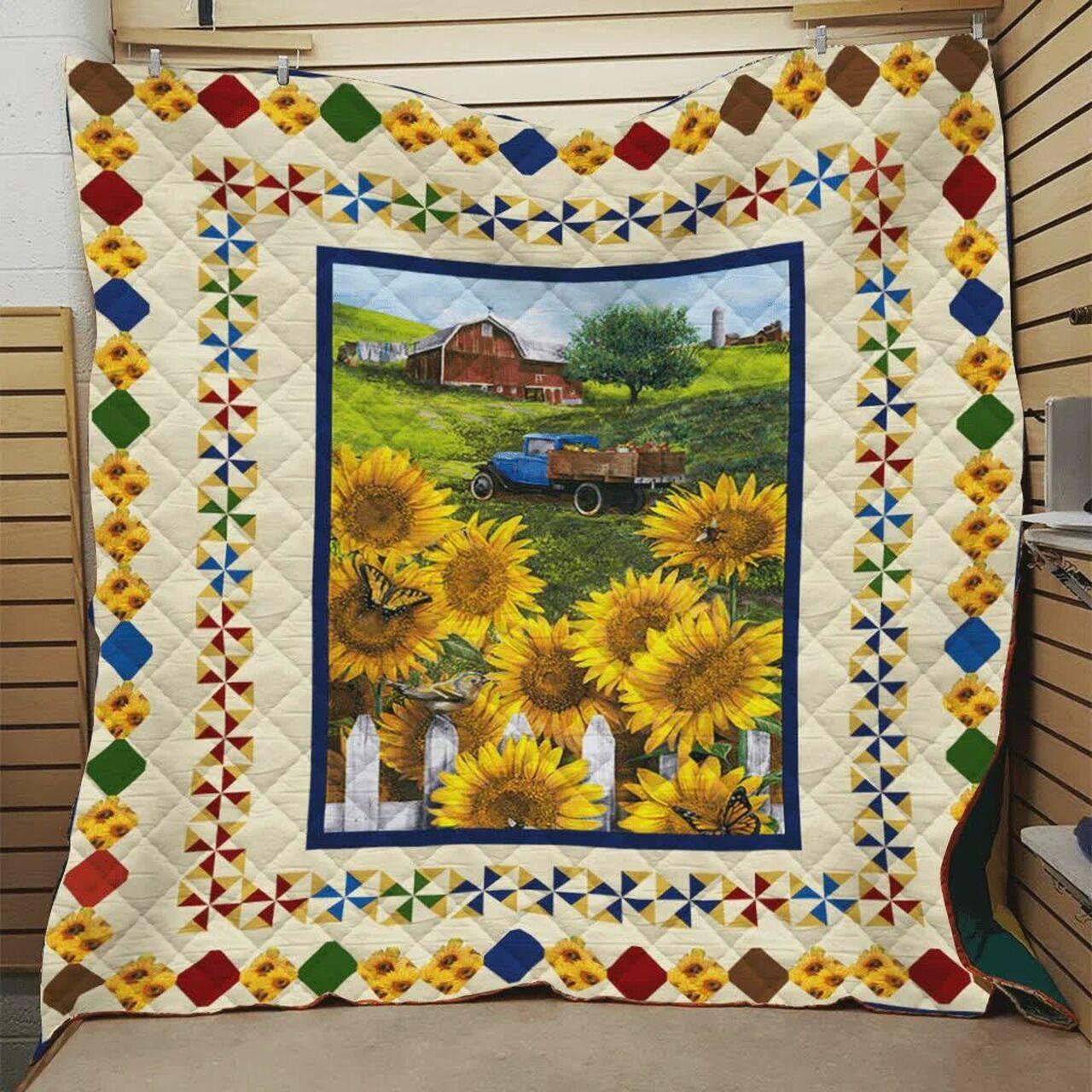 Sunflower Facenery Withsellation Pattern Quilt Blanket Greattomized Blanket G For Birthday C Thgiving