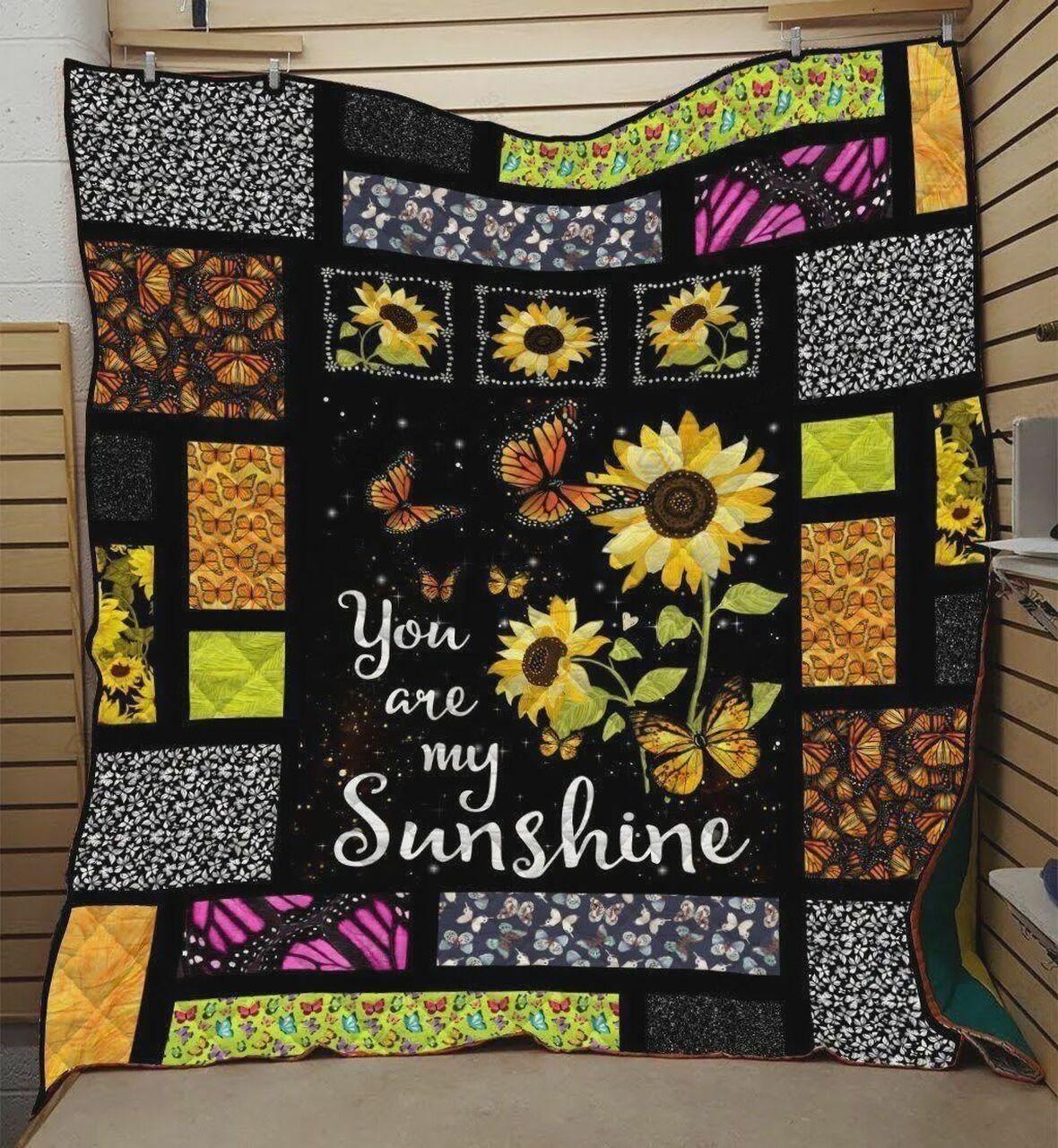 Sunflower Butterfly You Are unshine Quilt Blanket Greattomized Blanket G For Birthday C Thgiving