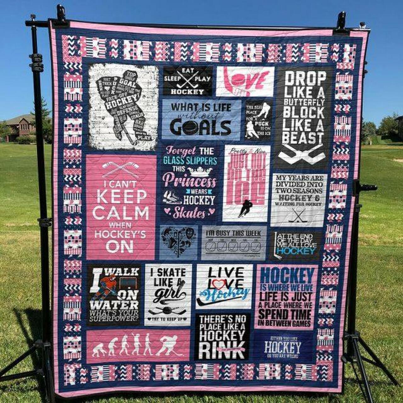 Live Love Hockey Quilt Blanket No96 Quilt