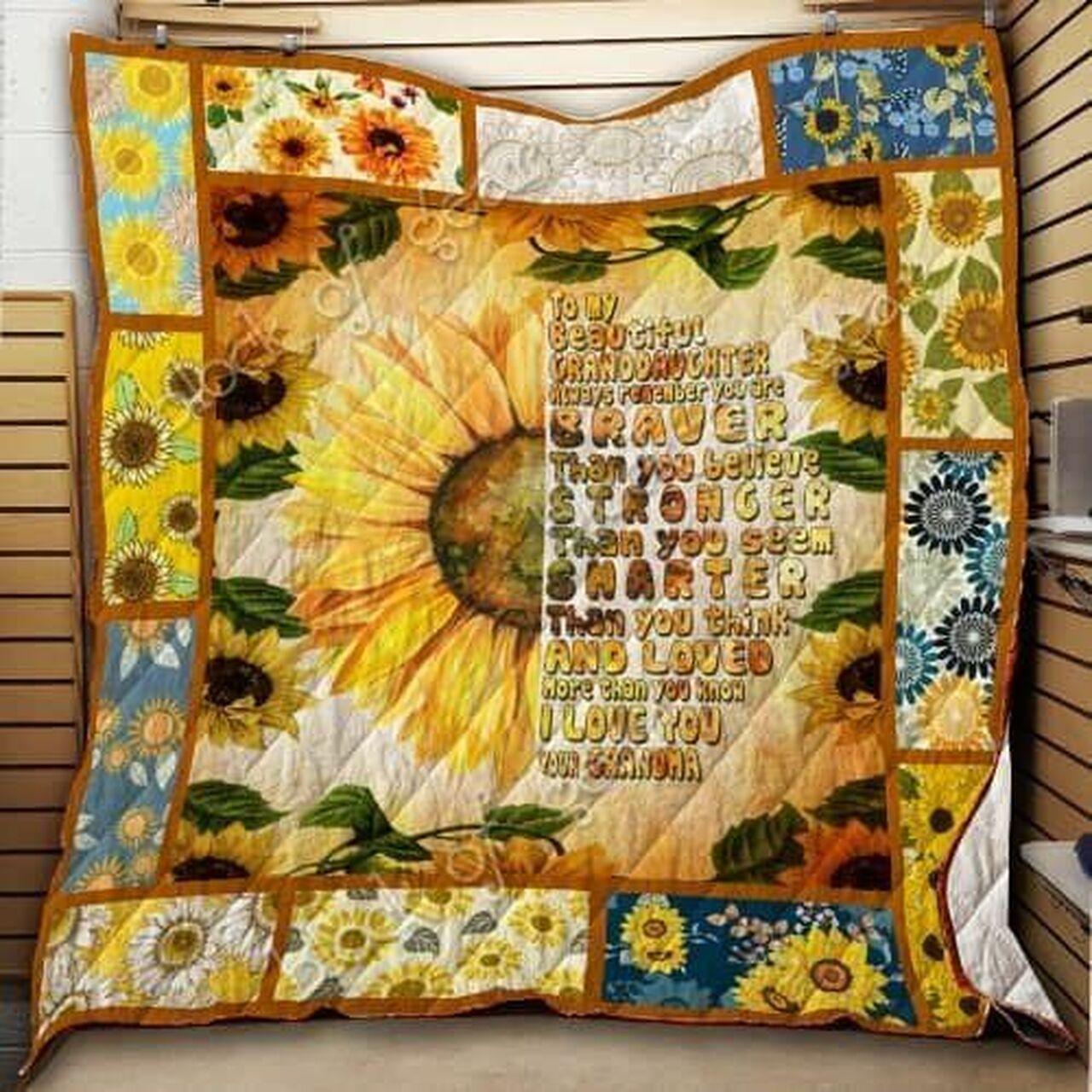 To My Beautiful Granddaughtunflower Cl19100878Mdq Quilt Blanket