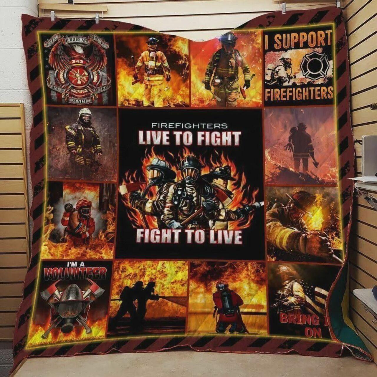 Firefigh Live To Fight Quilt Blanket Greattomized Blanket G For Birthday C Thgiving