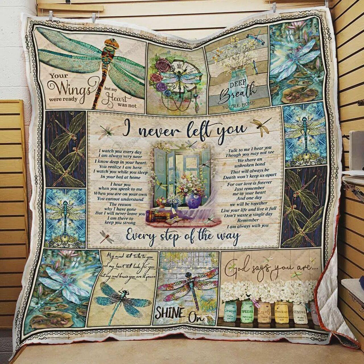Dragonfly I Never Left You Quilt Blanket Greattomized Blanket G For Birthday C Thgiving