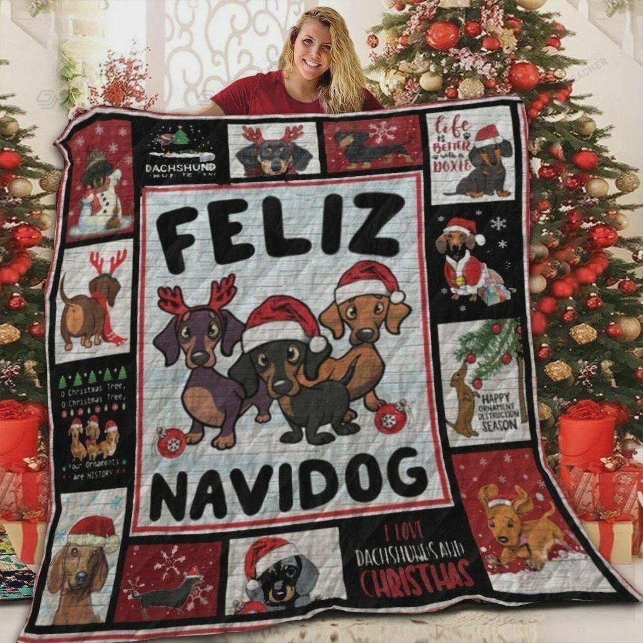 Dhund C Feliz Navidog Quilt Blanket Greattomized Blanket G For Birthday C Thgiving