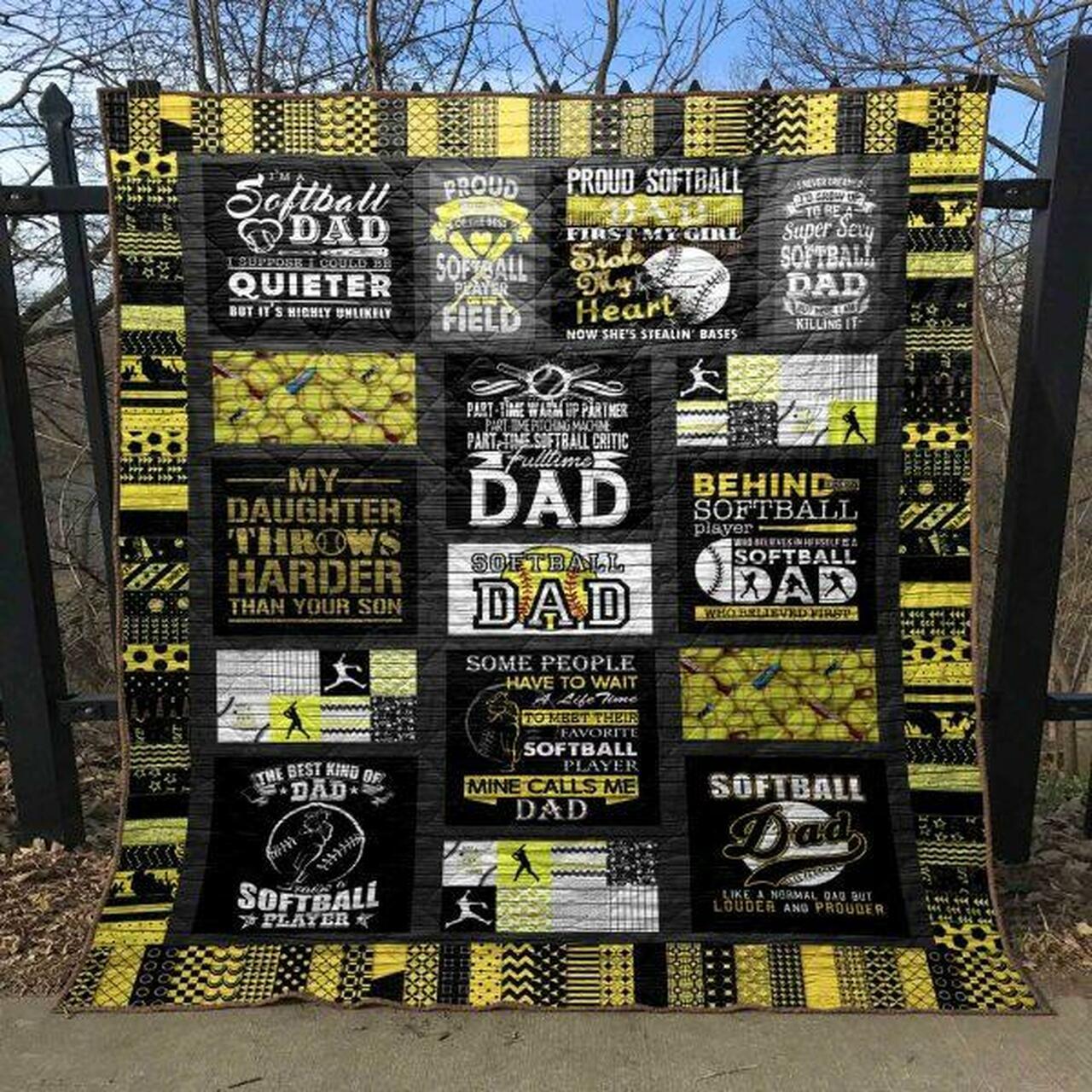 Softball Dad Quilt Blanket Hn57 Quilt