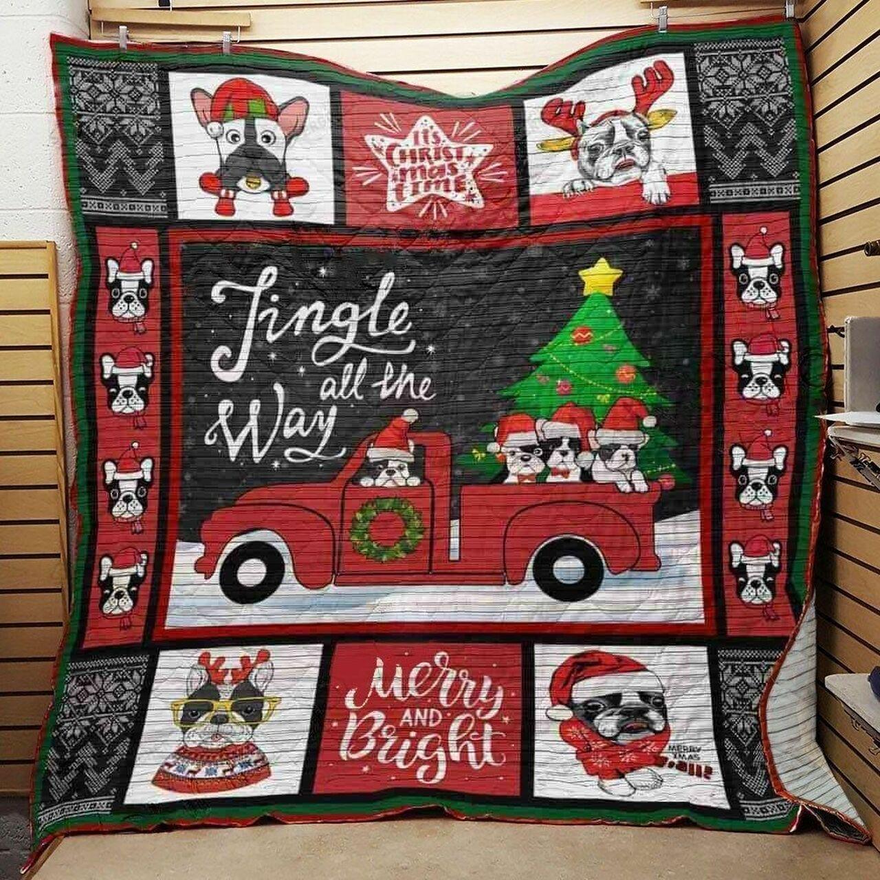 French Bulldog C Jingle All The Way Quilt Blanket Greattomized Blanket G For Birthday C Thgiving