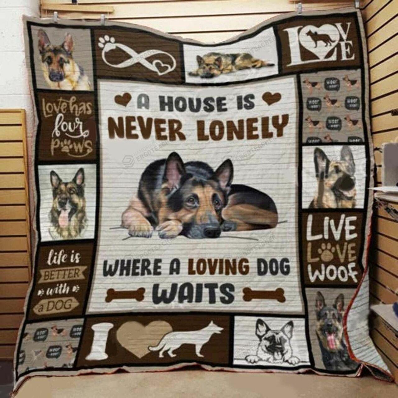 Germhepherd A Never Lonely Where A Loving Dog W Quilt Blanket Greattomized Blanket G For Birthday C Thgiving