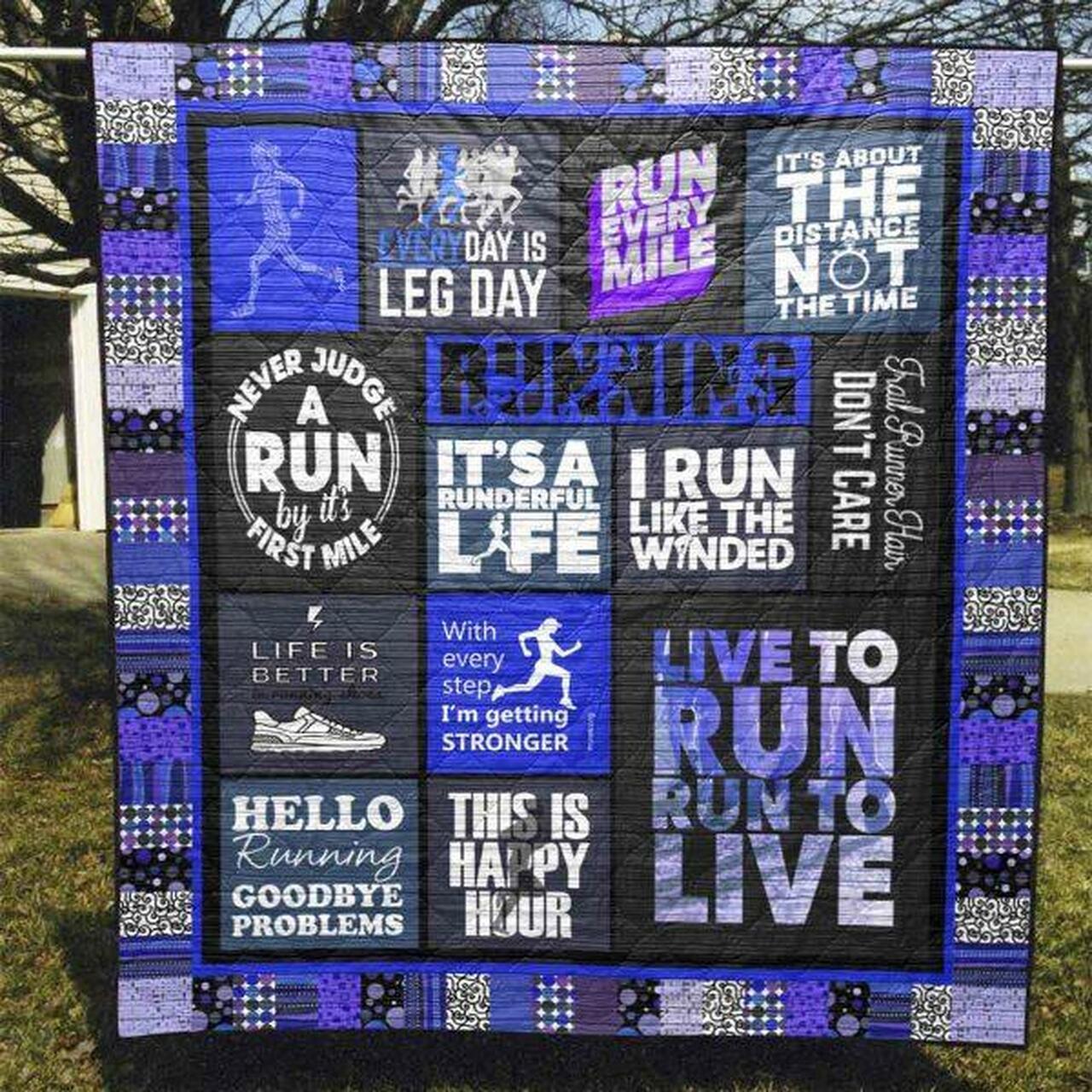 Run Every Mile Quilt Blanket Tr12 Quilt
