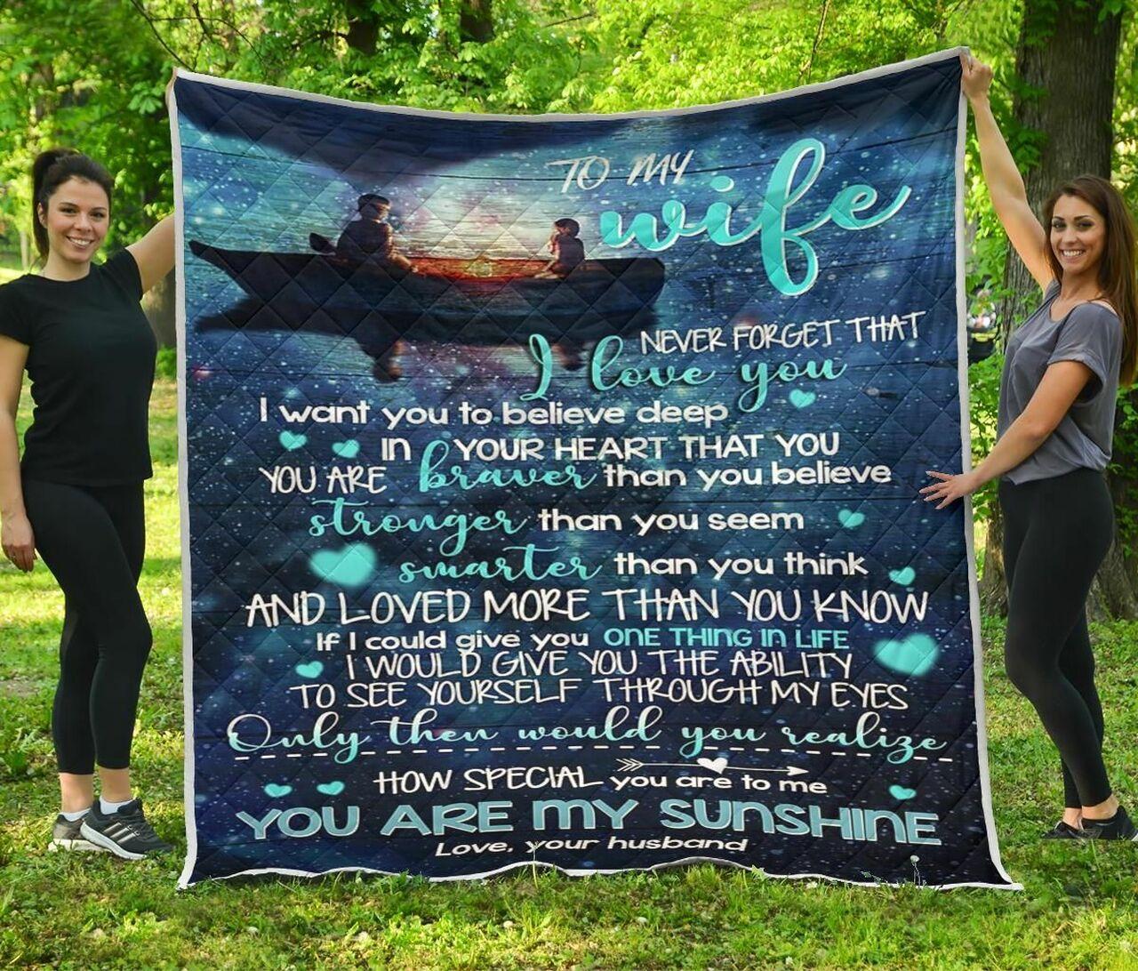 onalized To My Wife Fromband You Are unshine Quilt Blanket Greattomized G For Birthday C Thgiving Wedding Valent Day