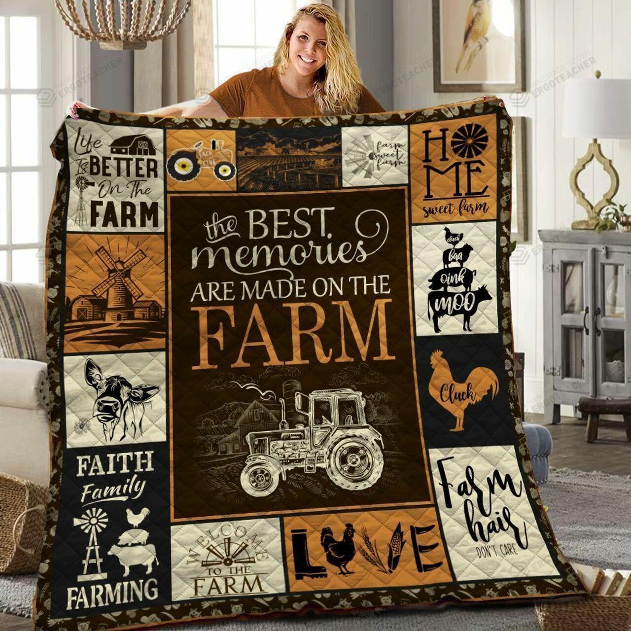 Farm Thet Memo Are Made On The Farm Quilt Blanket Greattomized Blanket G For Birthday C Thgiving