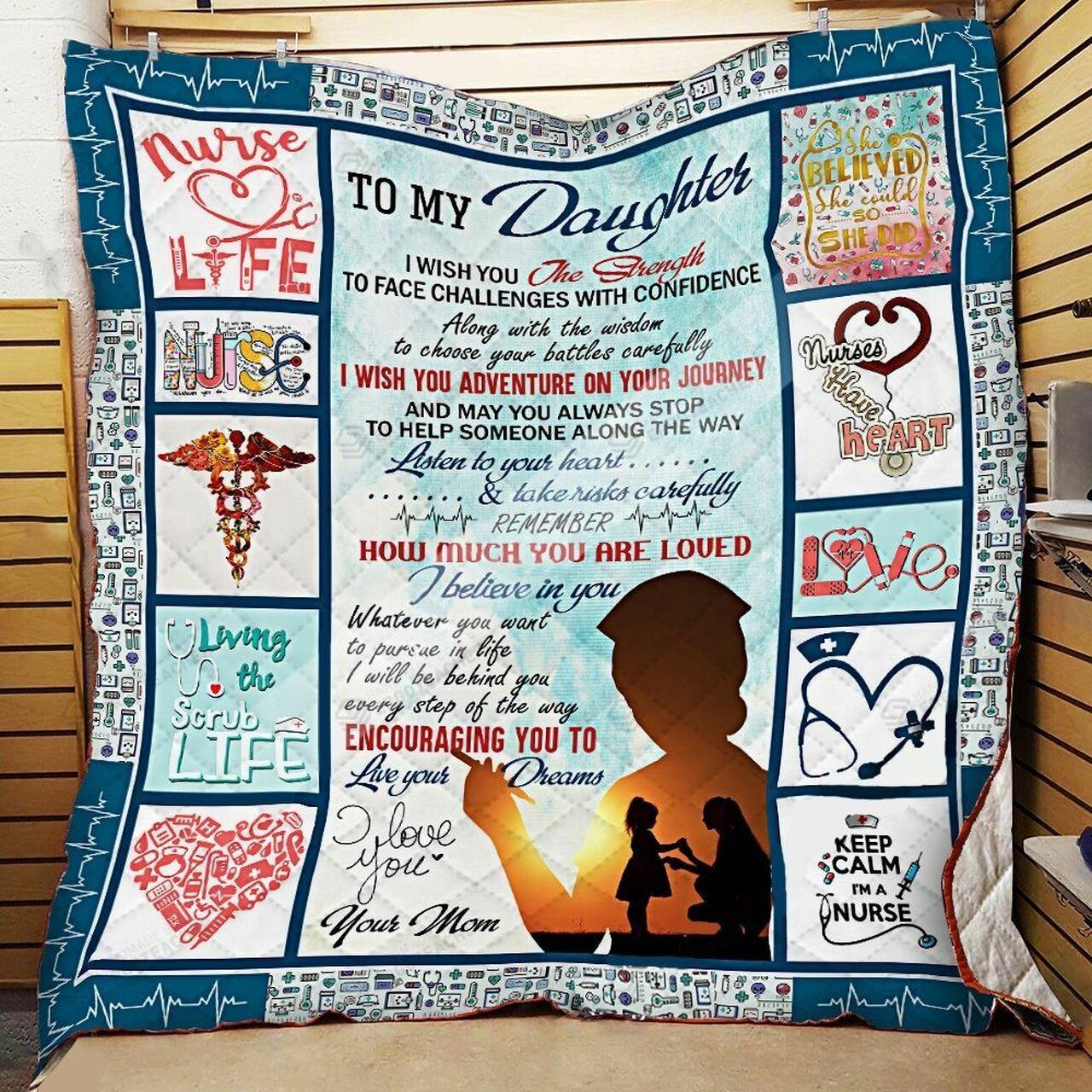 onalized e To My Daughter From Mom Ih You Ttrength Quilt Blanket Greattomized G For Birthday C Thgiving