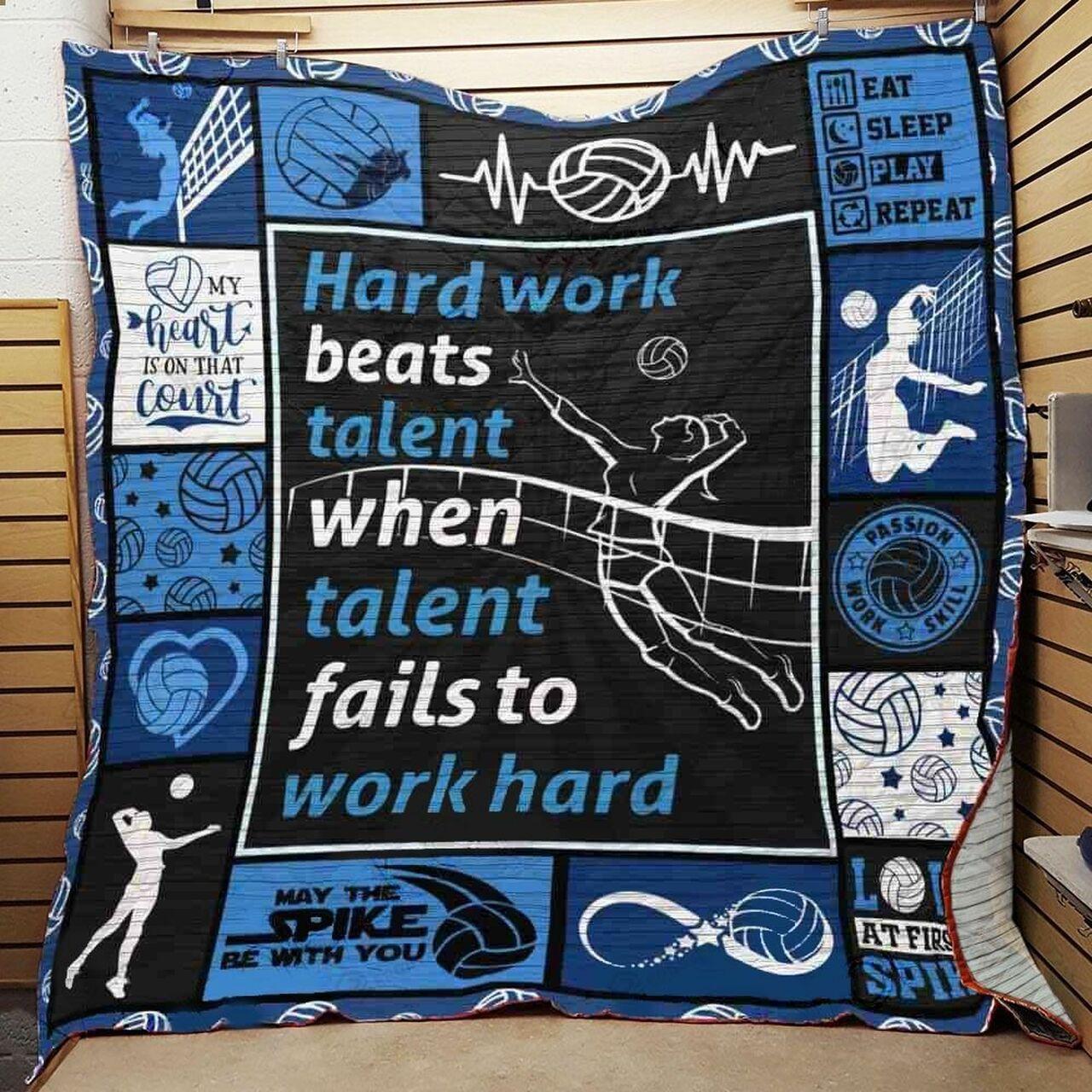 Volleyball Hard Work B Talent When Talent F To Work Hard Quilt Blanket Greattomized Blanket G For Birthday C Thgiving
